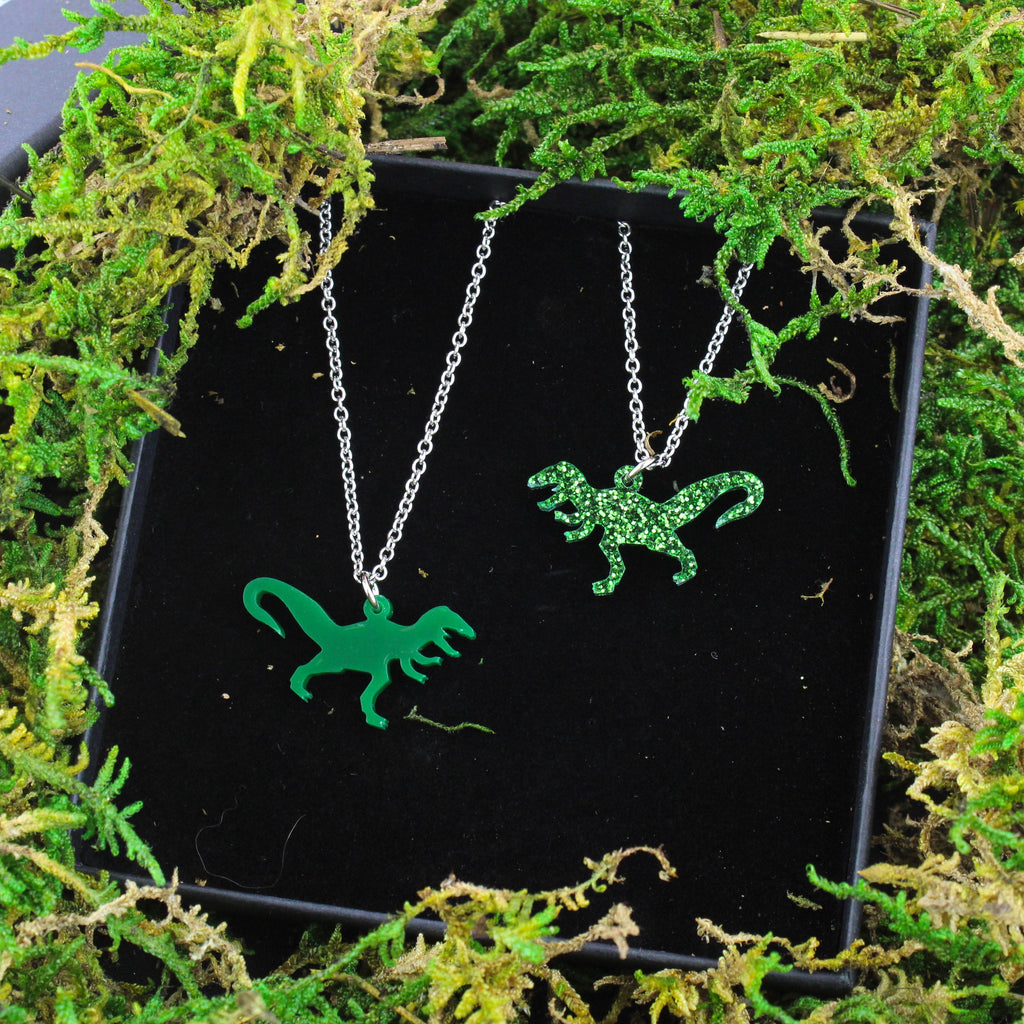 Classic Jurassic Glitter T-Rex Necklace