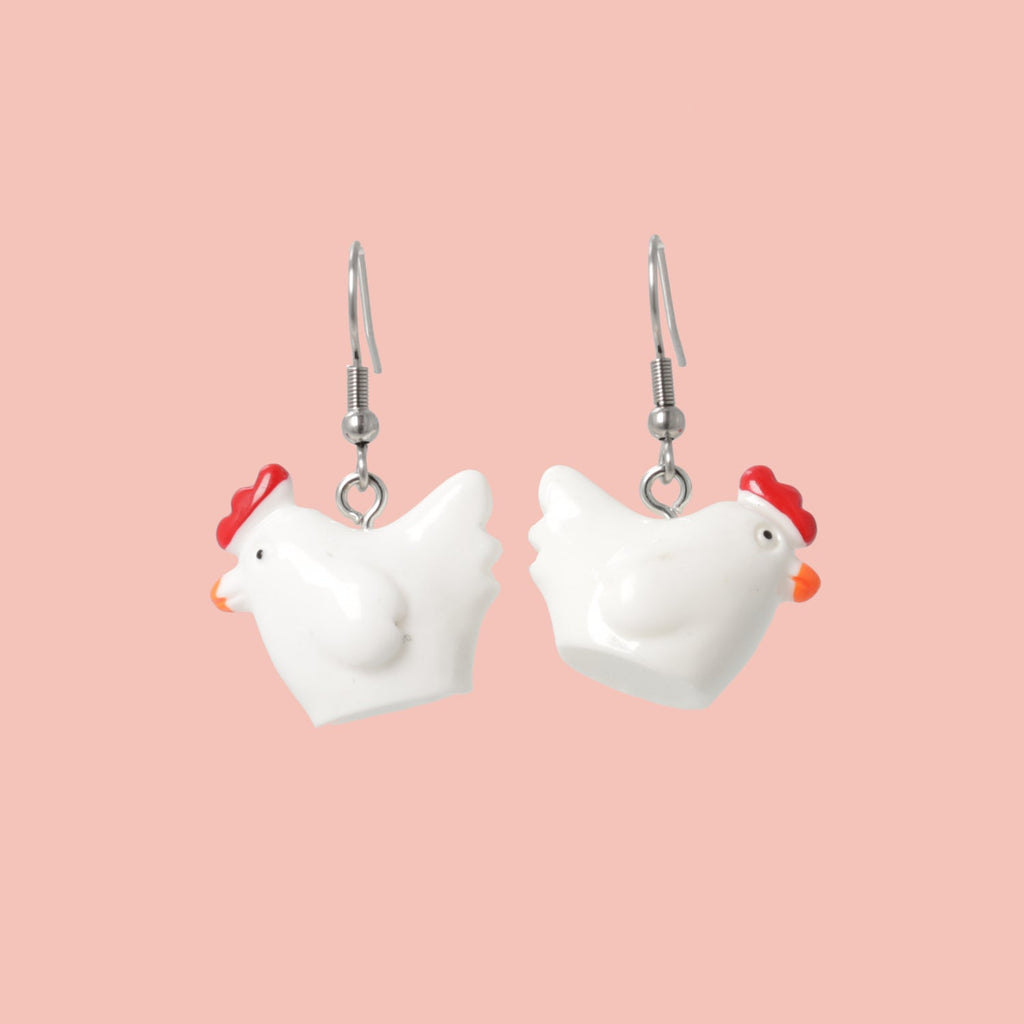 Cock-A-Doodle Chicken Earrings
