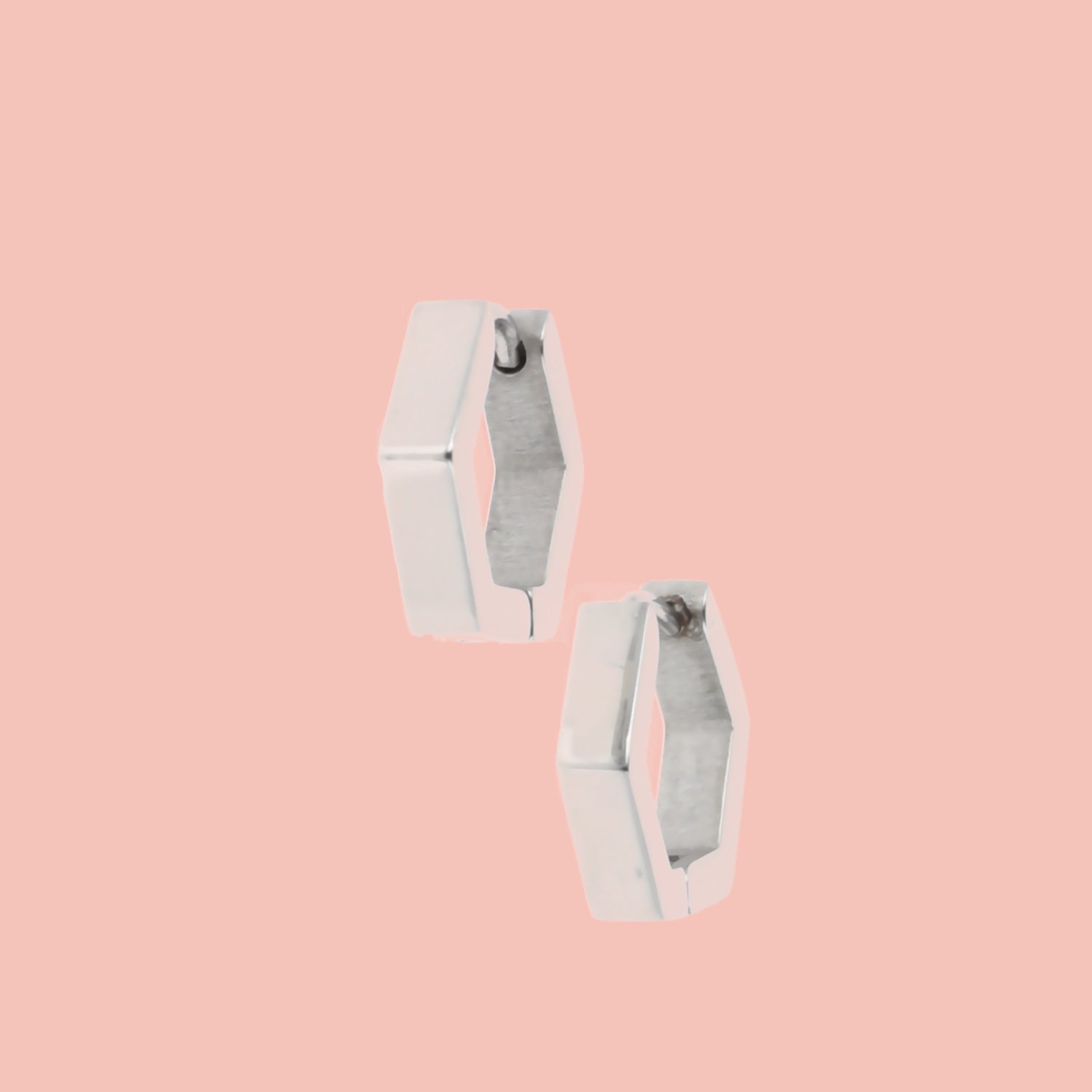 Chunky Hexagon Huggie Hoop Earrings