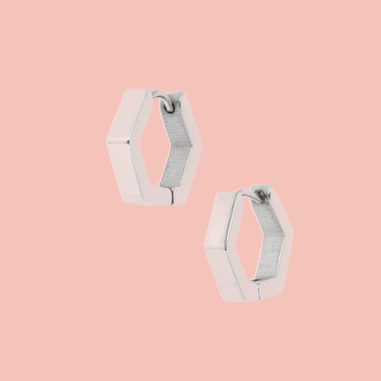 Chunky Hexagon Huggie Hoop Earrings