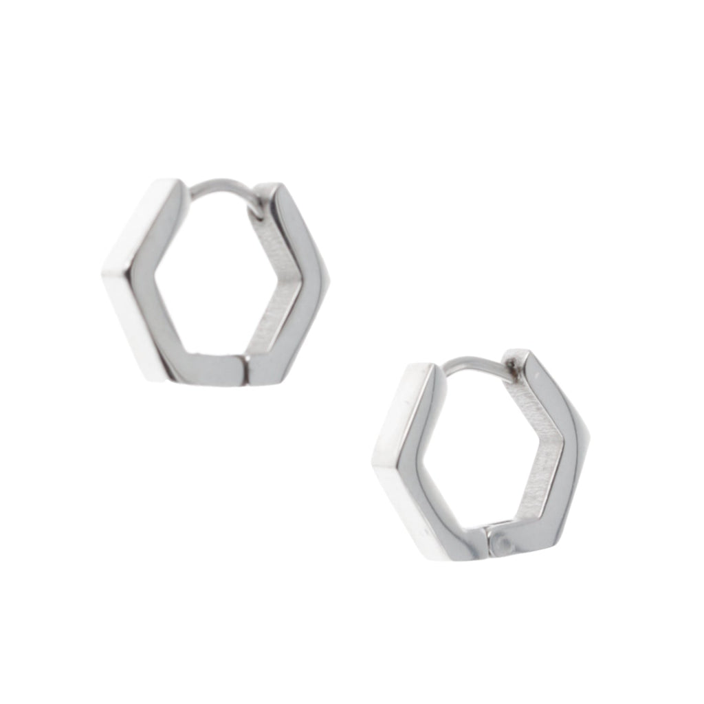Chunky Hexagon Huggie Hoop Earrings
