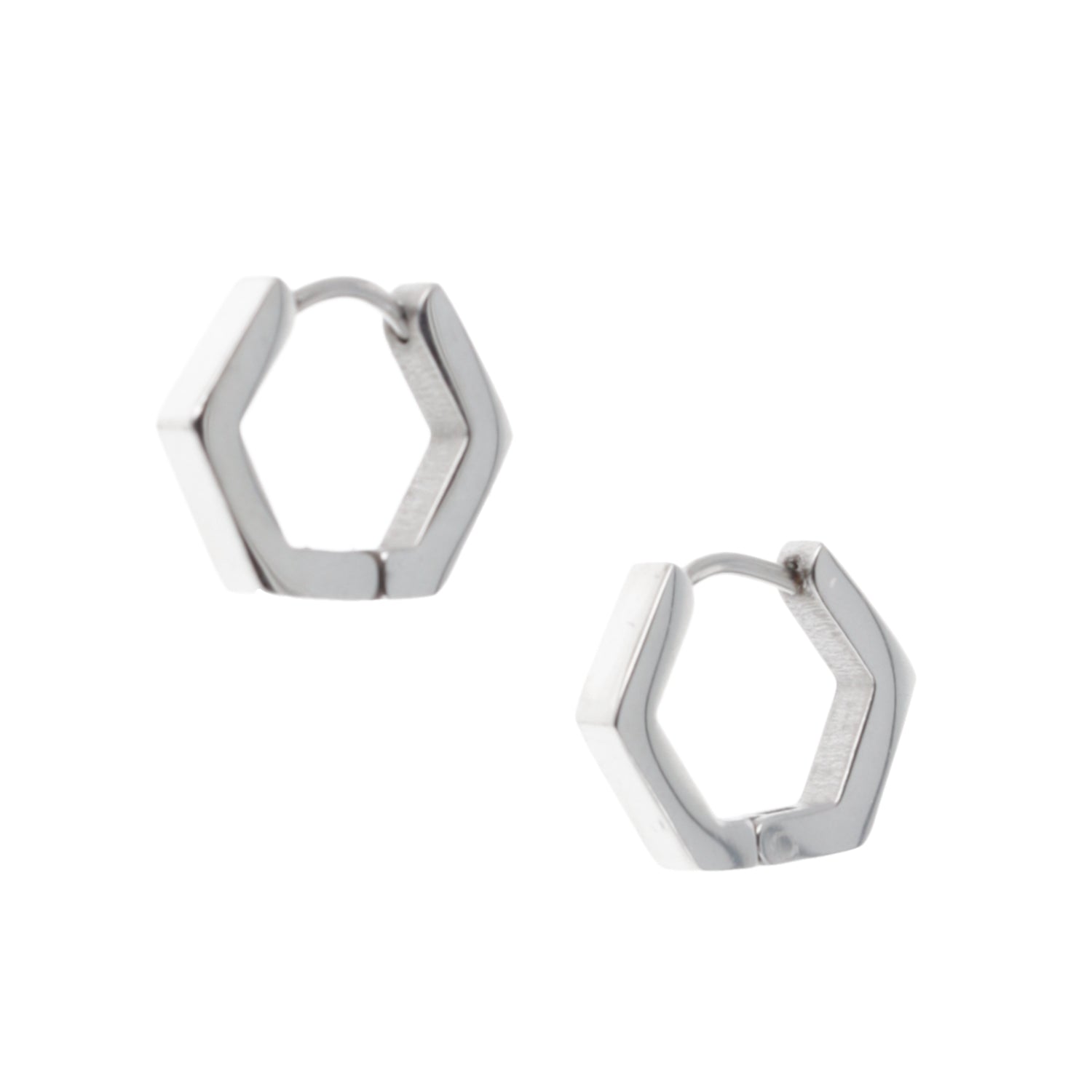 Chunky Hexagon Huggie Hoop Earrings
