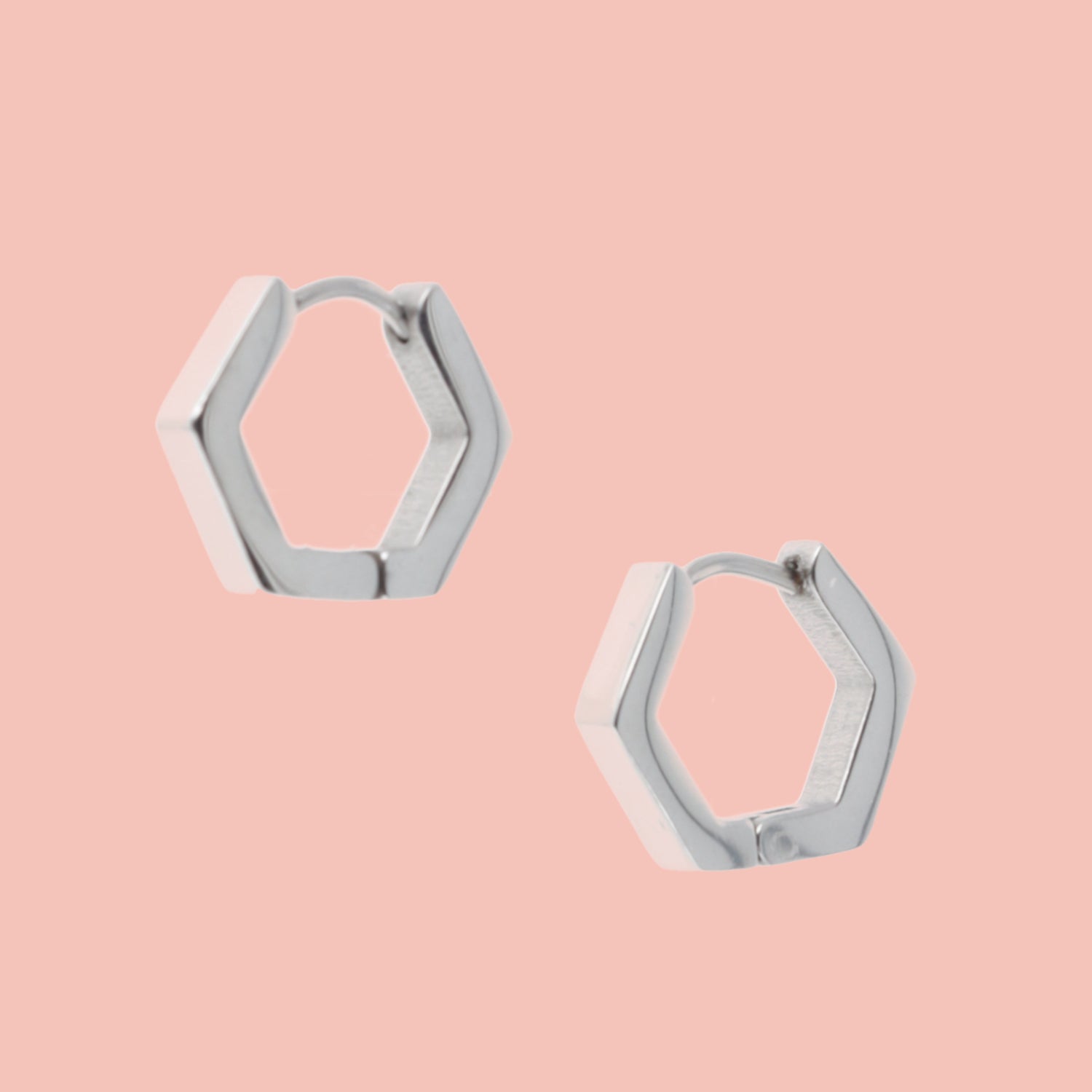 Chunky Hexagon Huggie Hoop Earrings