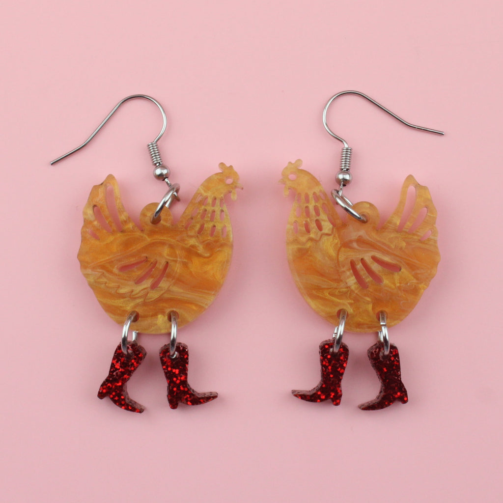 Cinnamon Chick Magnet Chicken Earrings