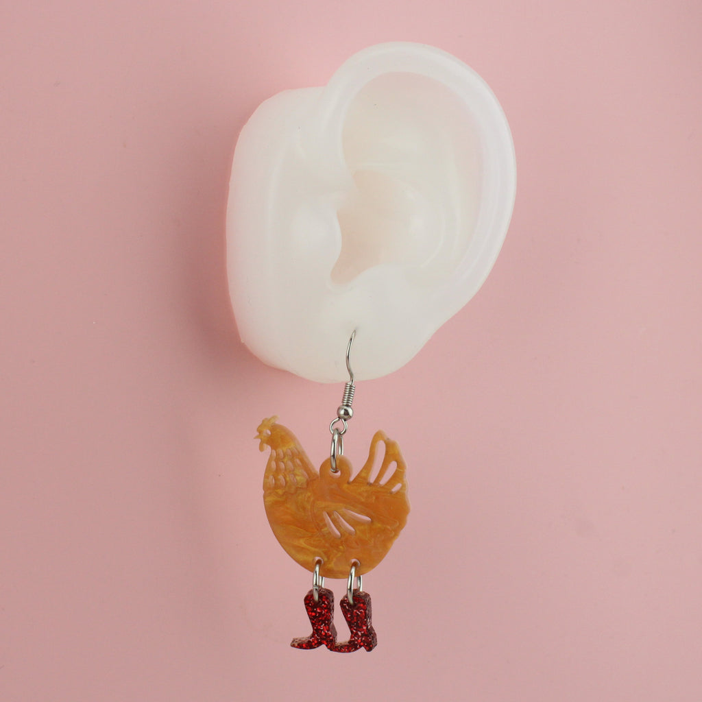 Cinnamon Chick Magnet Chicken Earrings