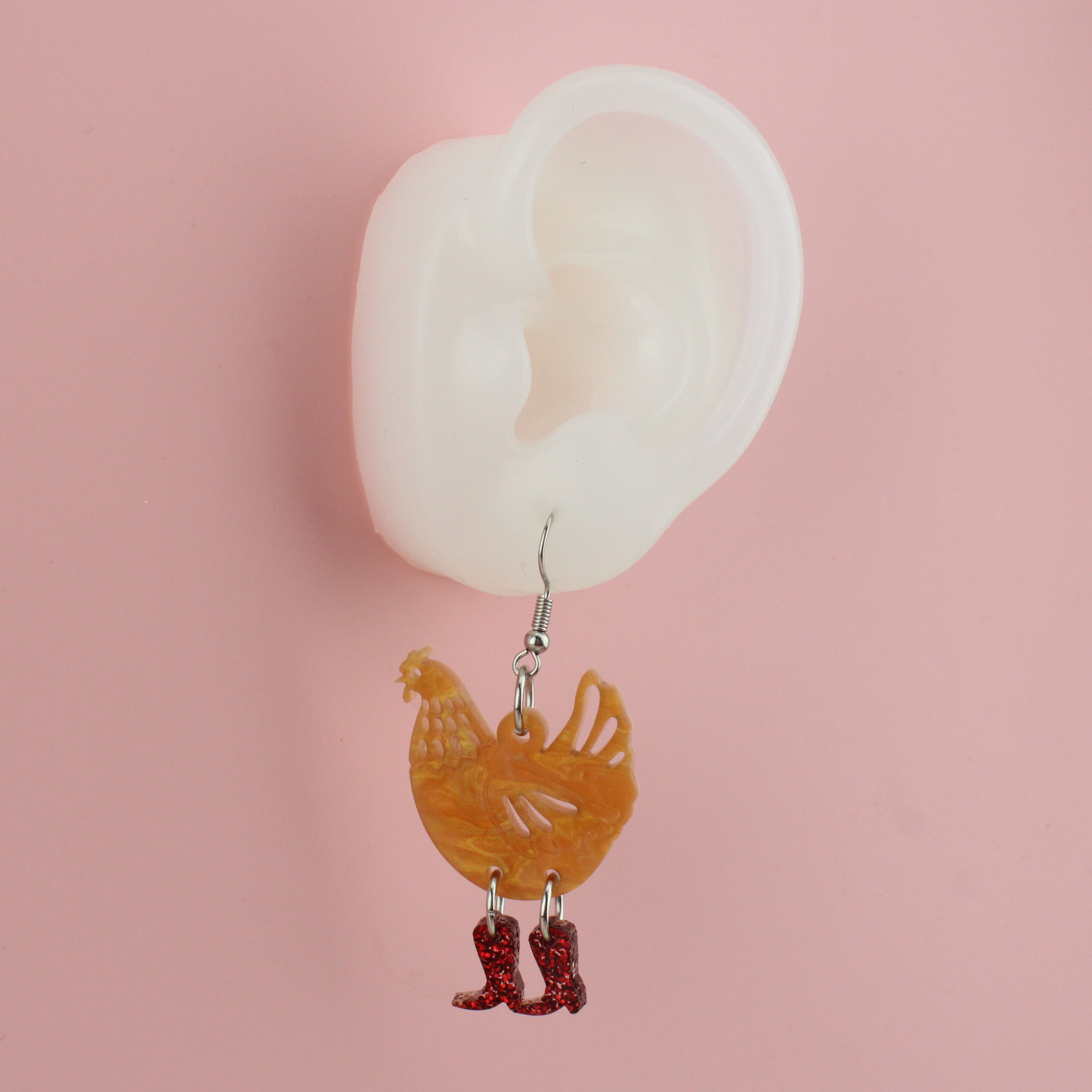 Cinnamon Chick Magnet Chicken Earrings