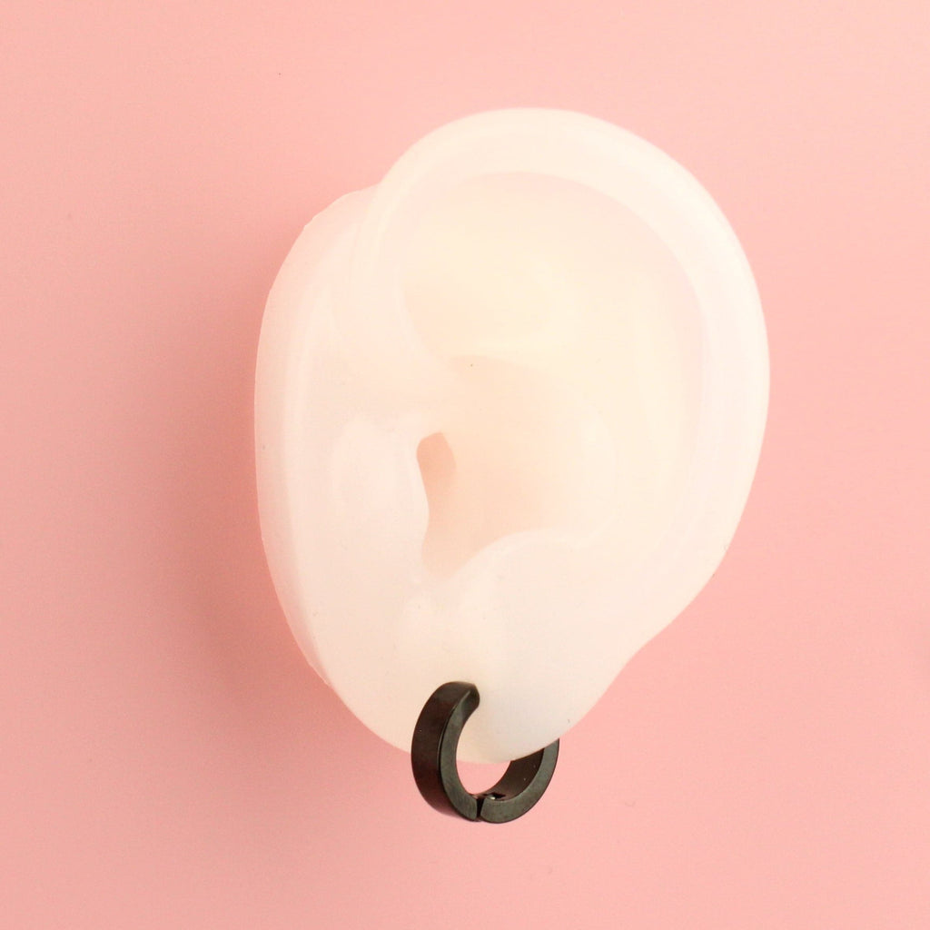 Clip on Huggie Hoop Earrings (Black)