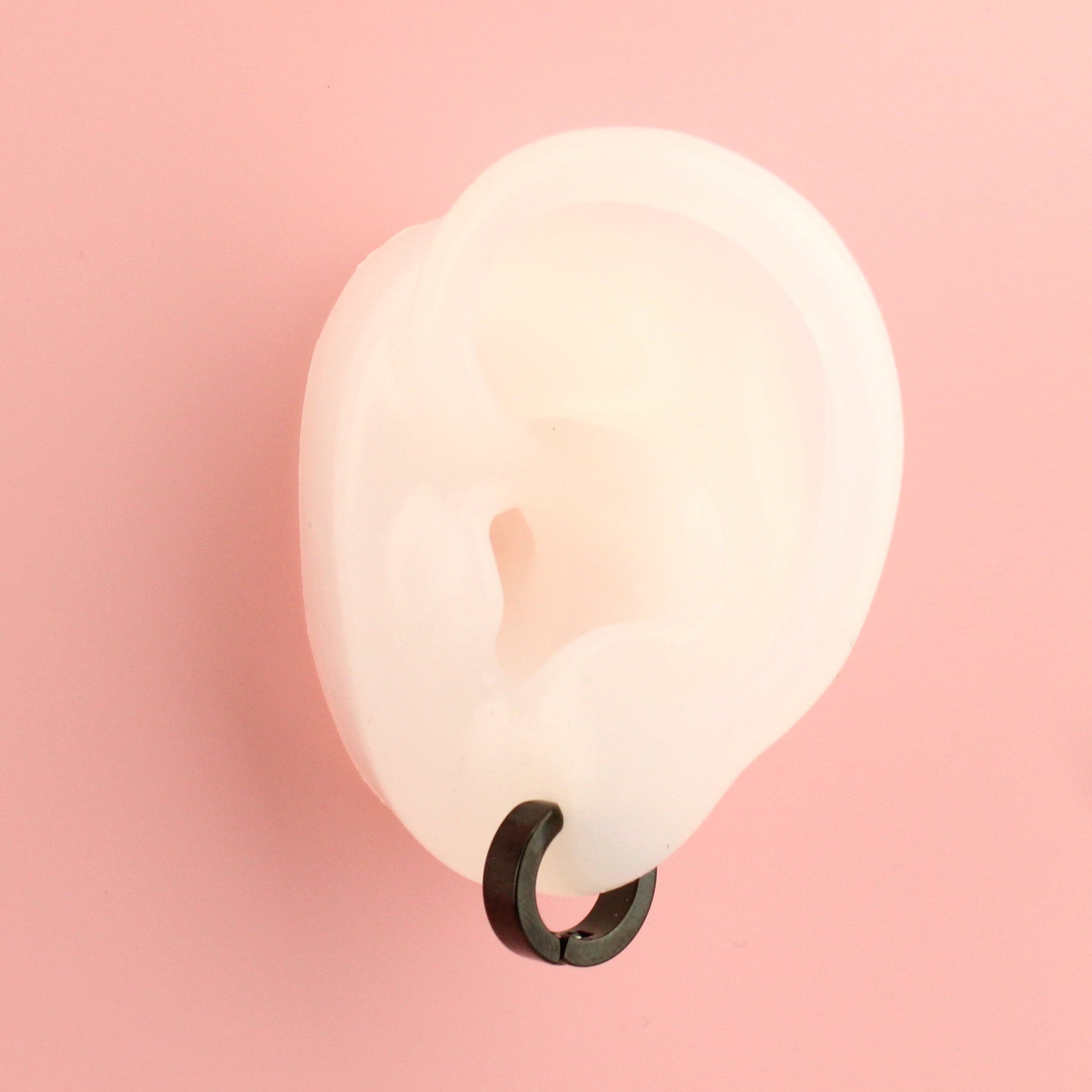 Clip on Huggie Hoop Earrings (Black)