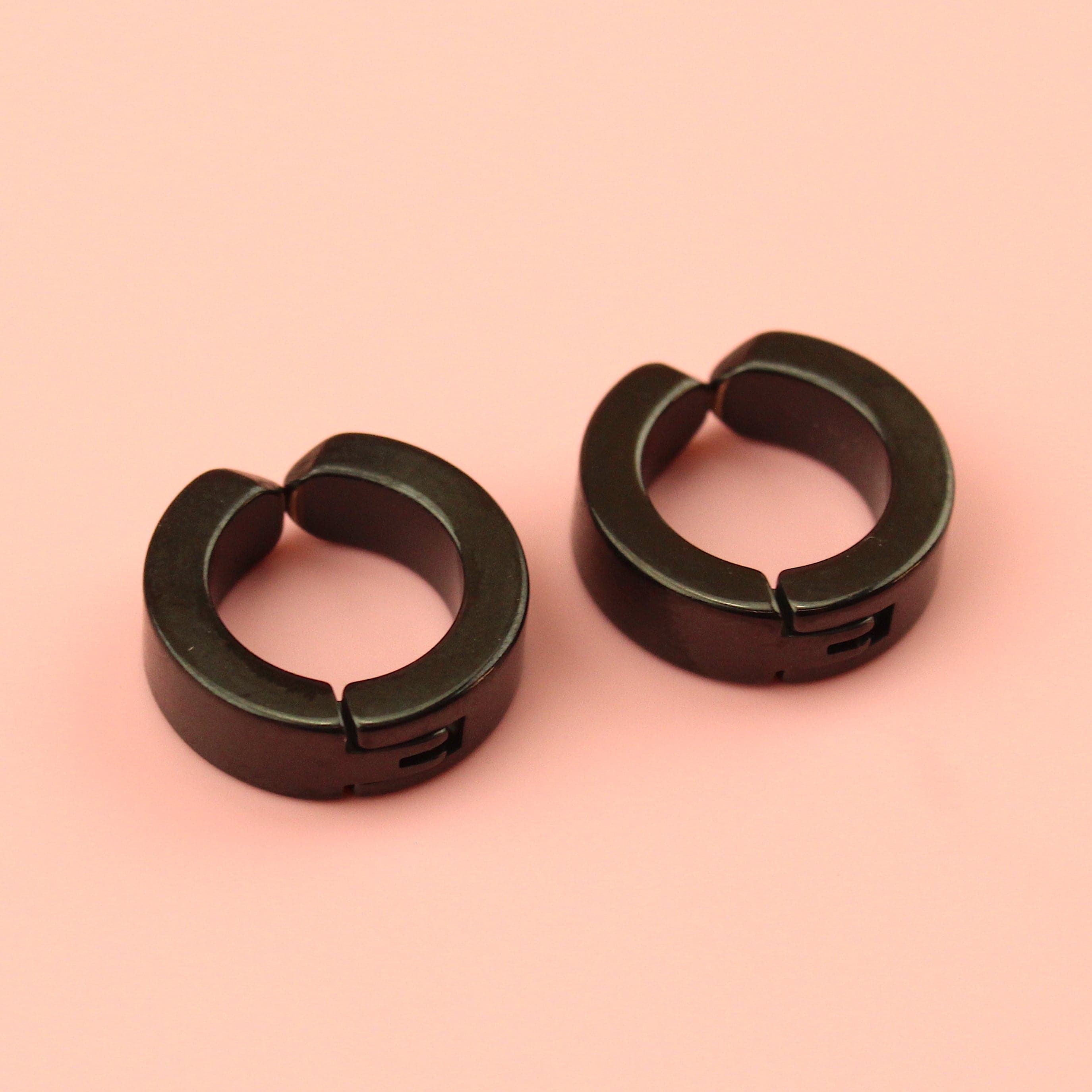 Clip on Huggie Hoop Earrings (Black)