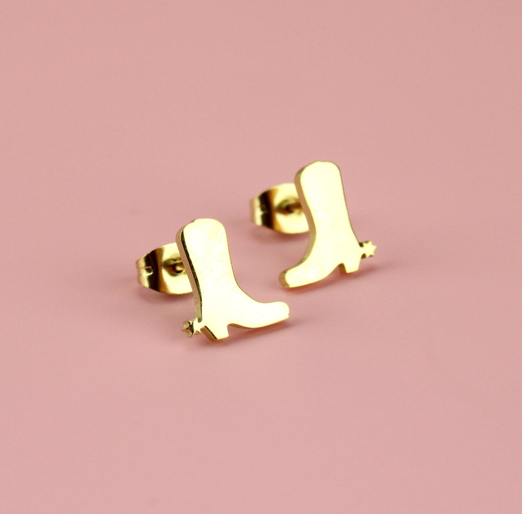 Cowboy Boot Stud Earrings (Gold Plated)