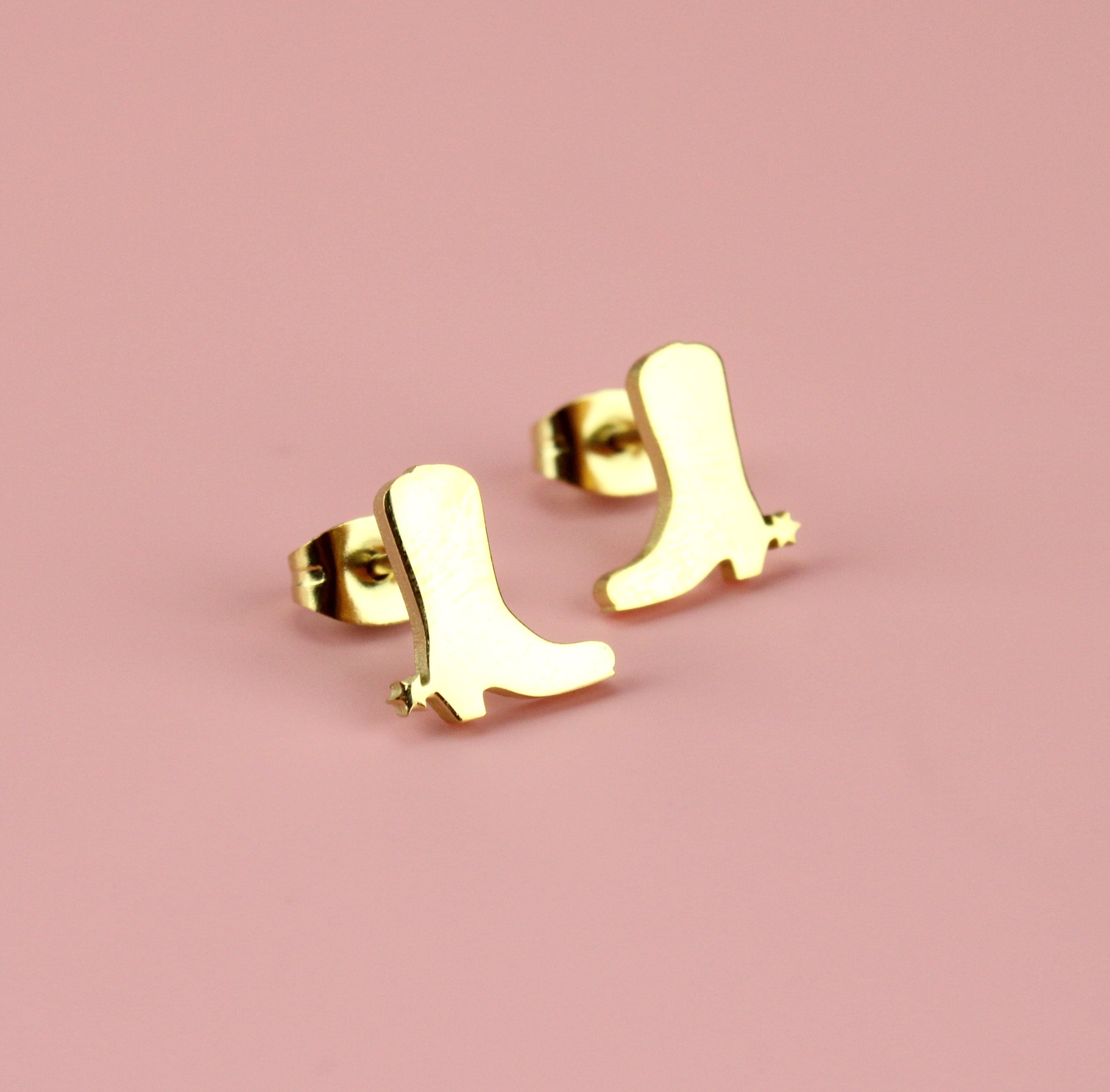 Cowboy Boot Stud Earrings (Gold Plated)