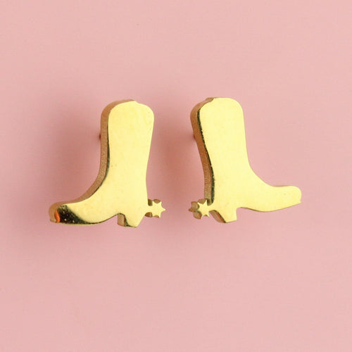 Cowboy Boot Stud Earrings (Gold Plated)