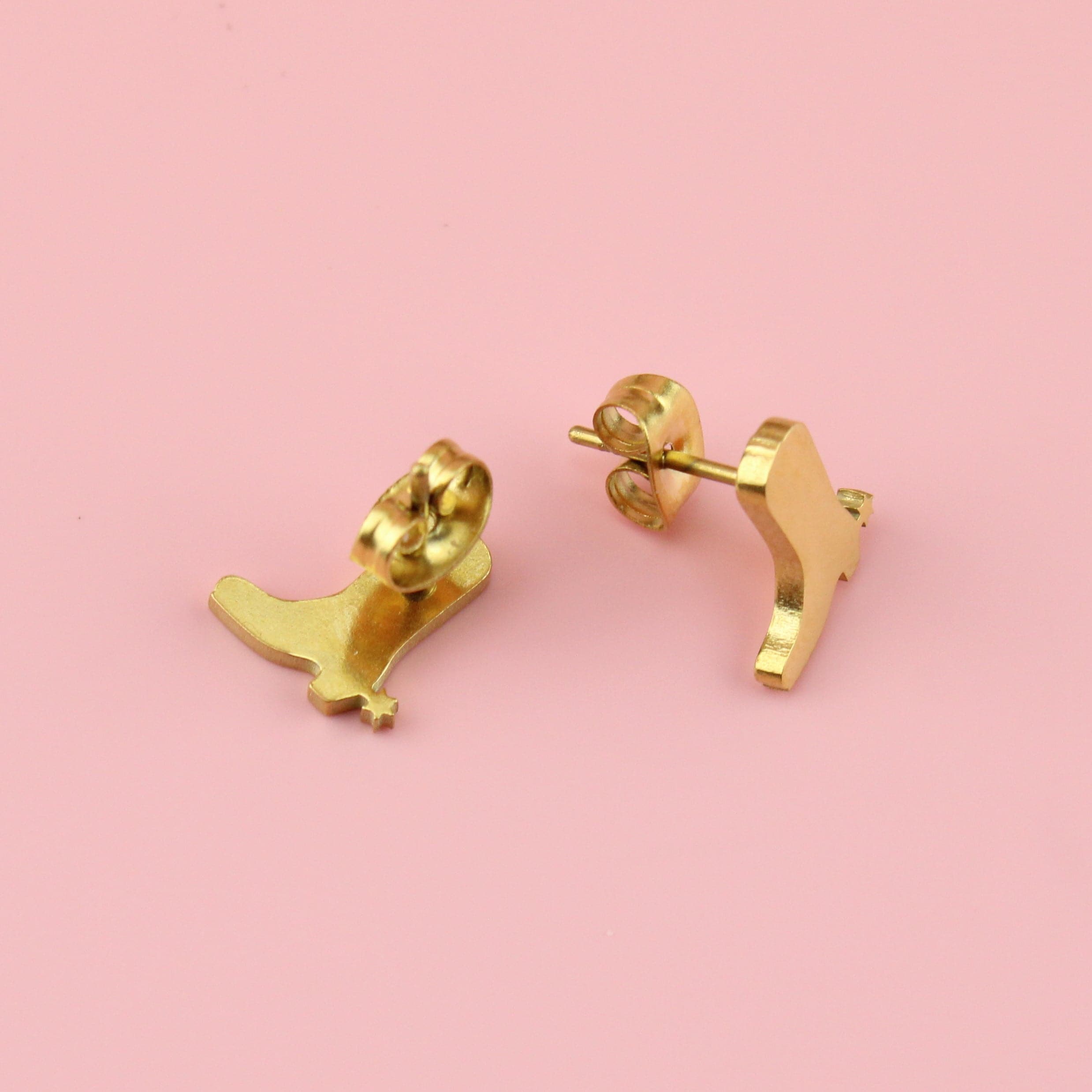 Cowboy Boot Stud Earrings (Gold Plated)
