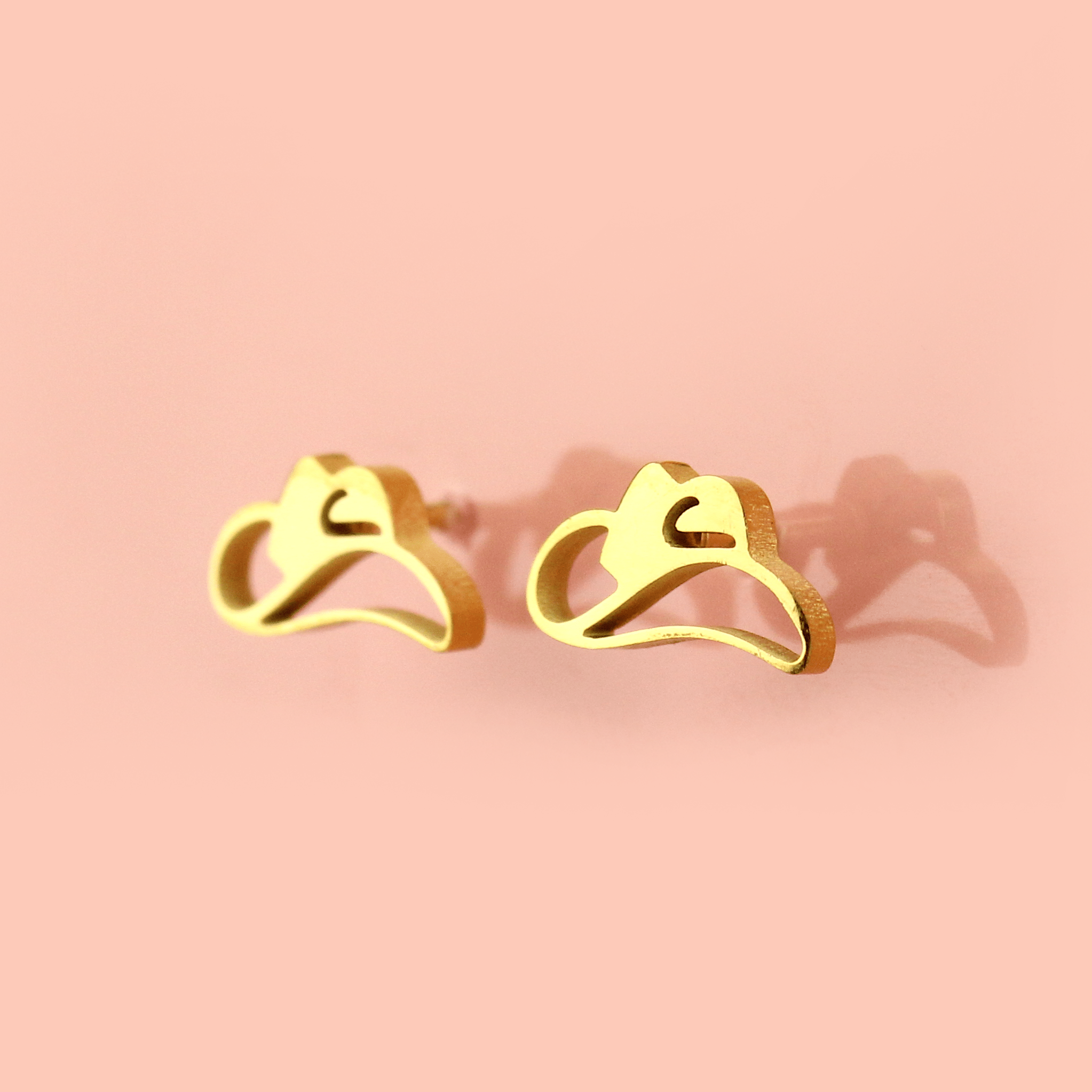 Cowboy Hat Stud Earrings (Gold Plated)