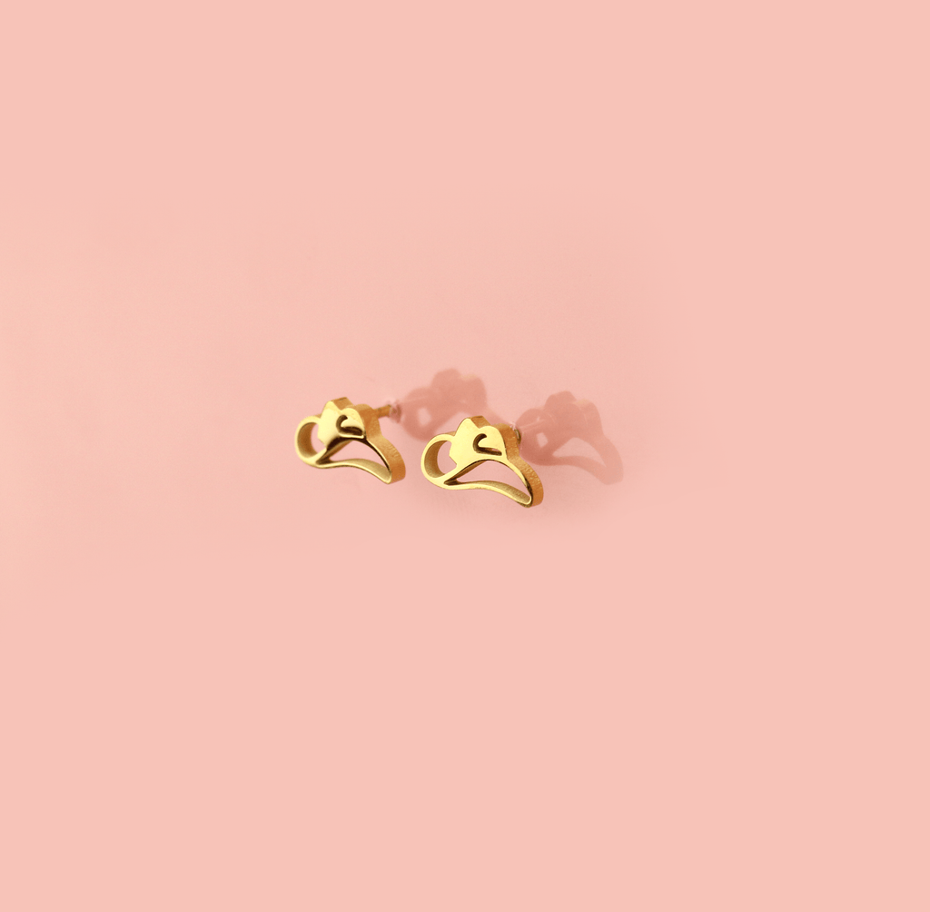 Cowboy Hat Stud Earrings (Gold Plated)