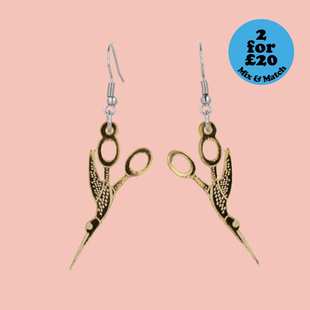 Crane Sewing Scissors Earrings