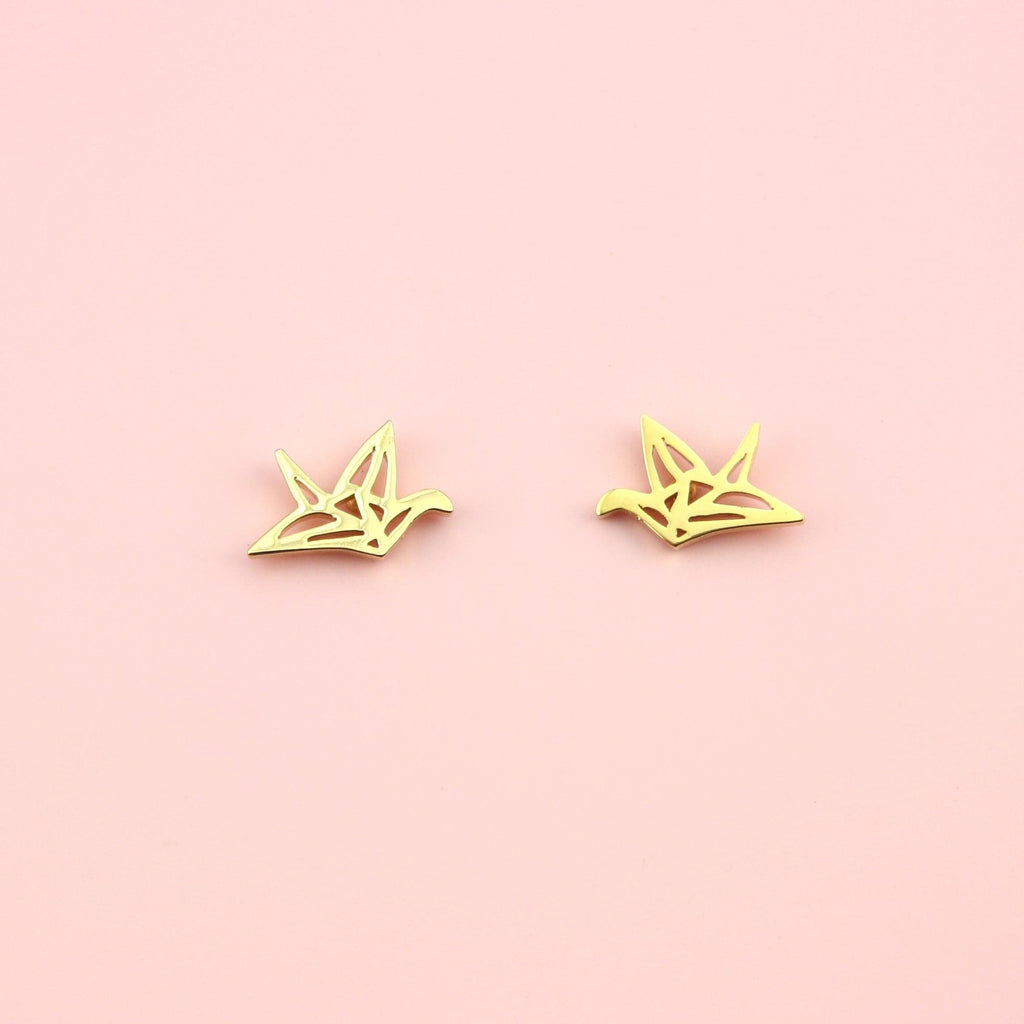 Crane Stud Earrings (Gold Plated)