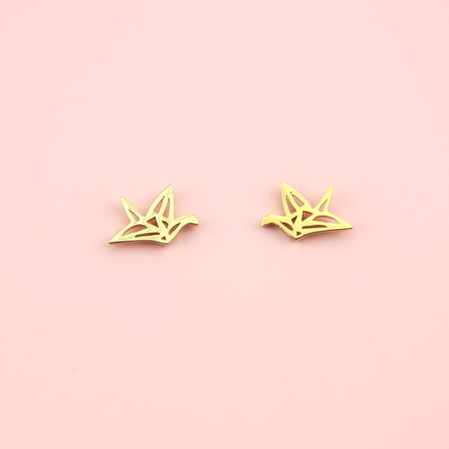 Crane Stud Earrings (Gold Plated)