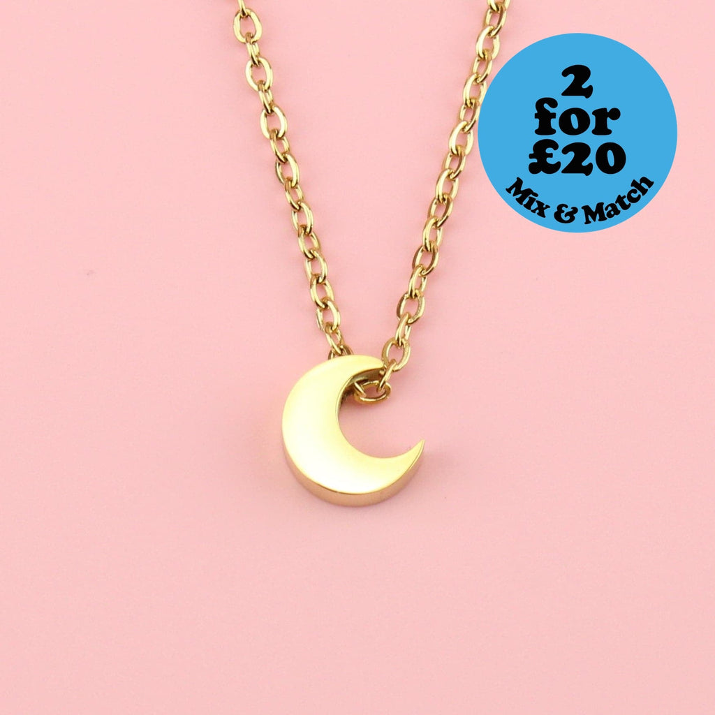 Crescent Moon Charm Necklace (Gold Plated)