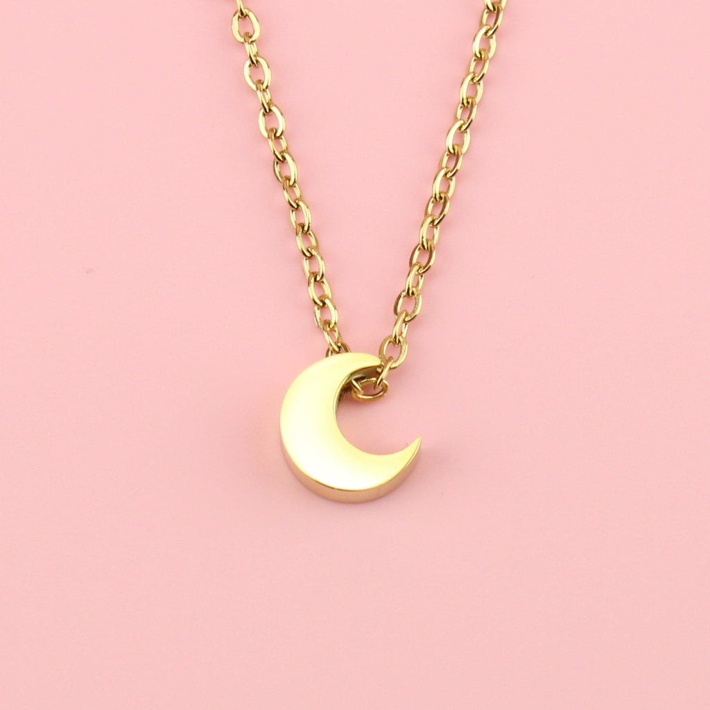 Crescent Moon Charm Necklace (Gold Plated)