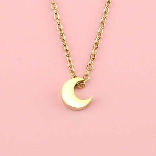 Crescent Moon Charm Necklace (Gold Plated)