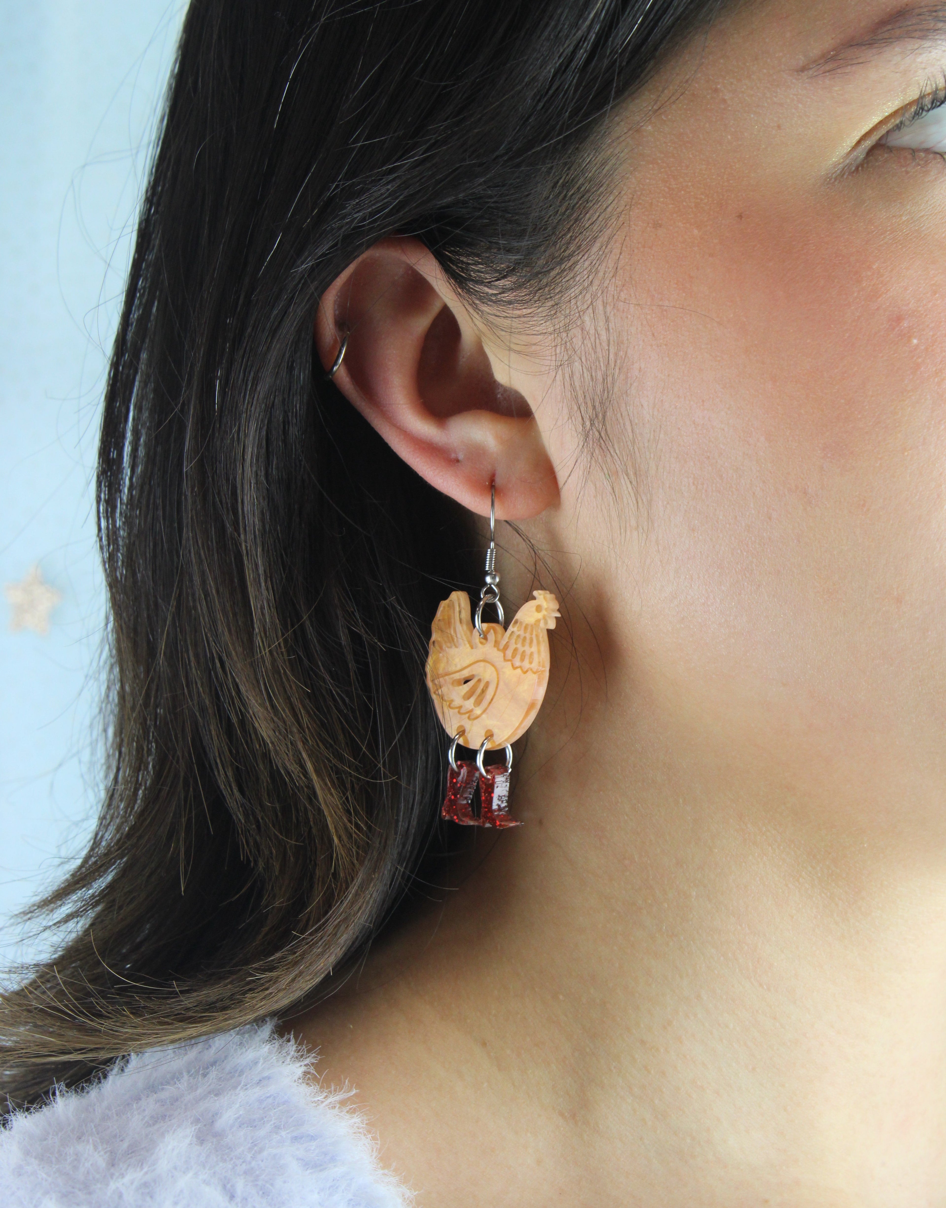 Cinnamon Chick Magnet Chicken Earrings