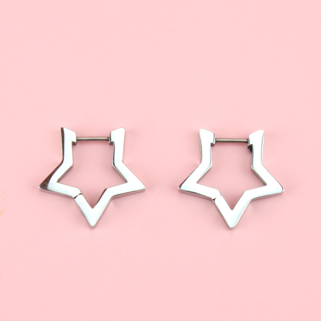 Chunky Star Huggie Hoop Earrings