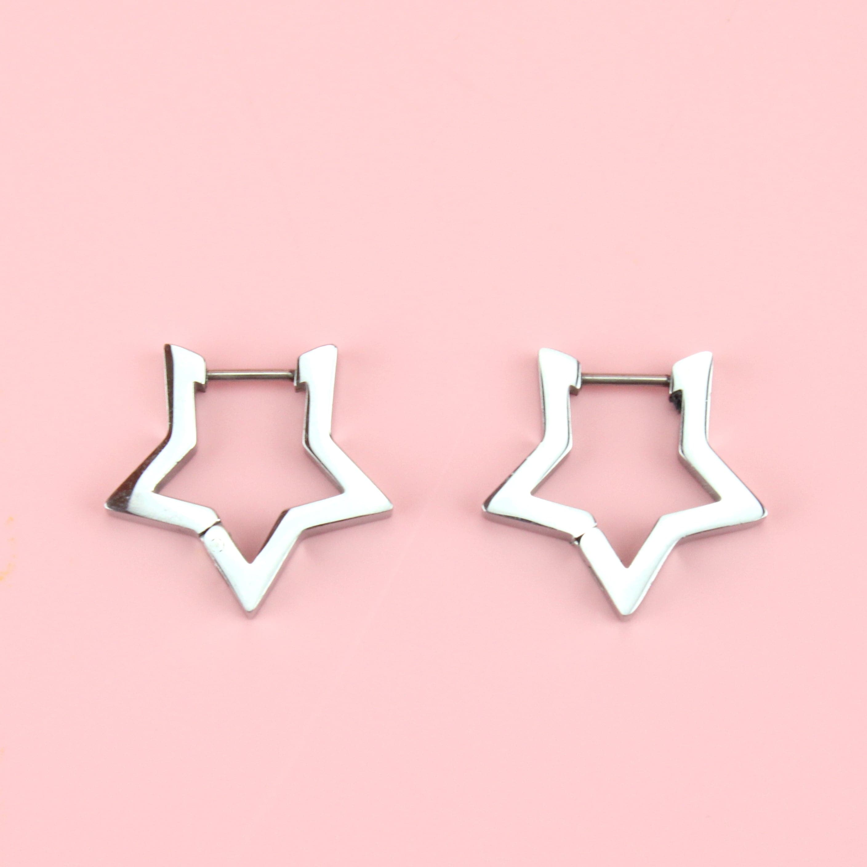 Chunky Star Huggie Hoop Earrings