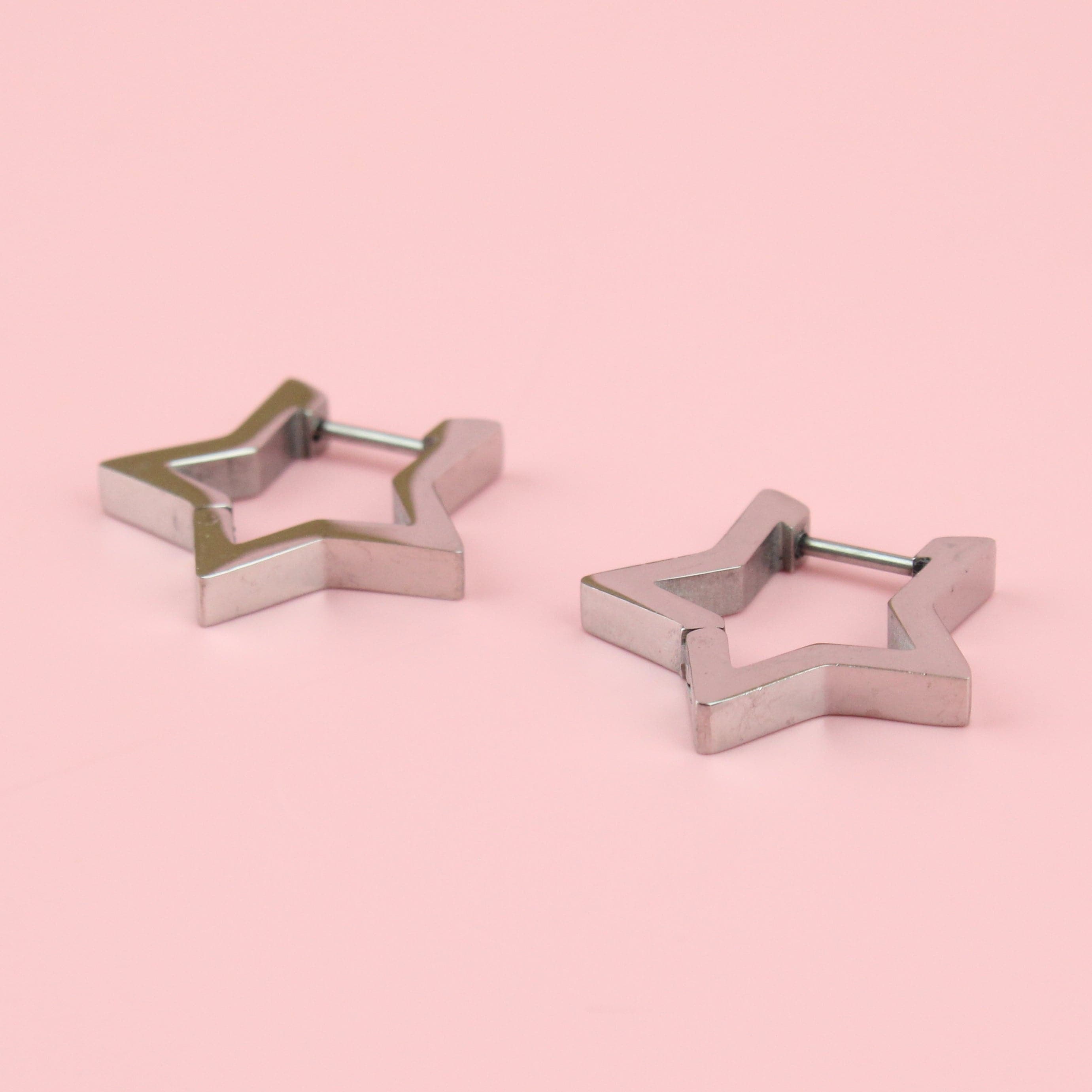 Chunky Star Huggie Hoop Earrings