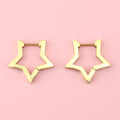 Chunky Star Huggie Hoop Earrings (Gold Plated)