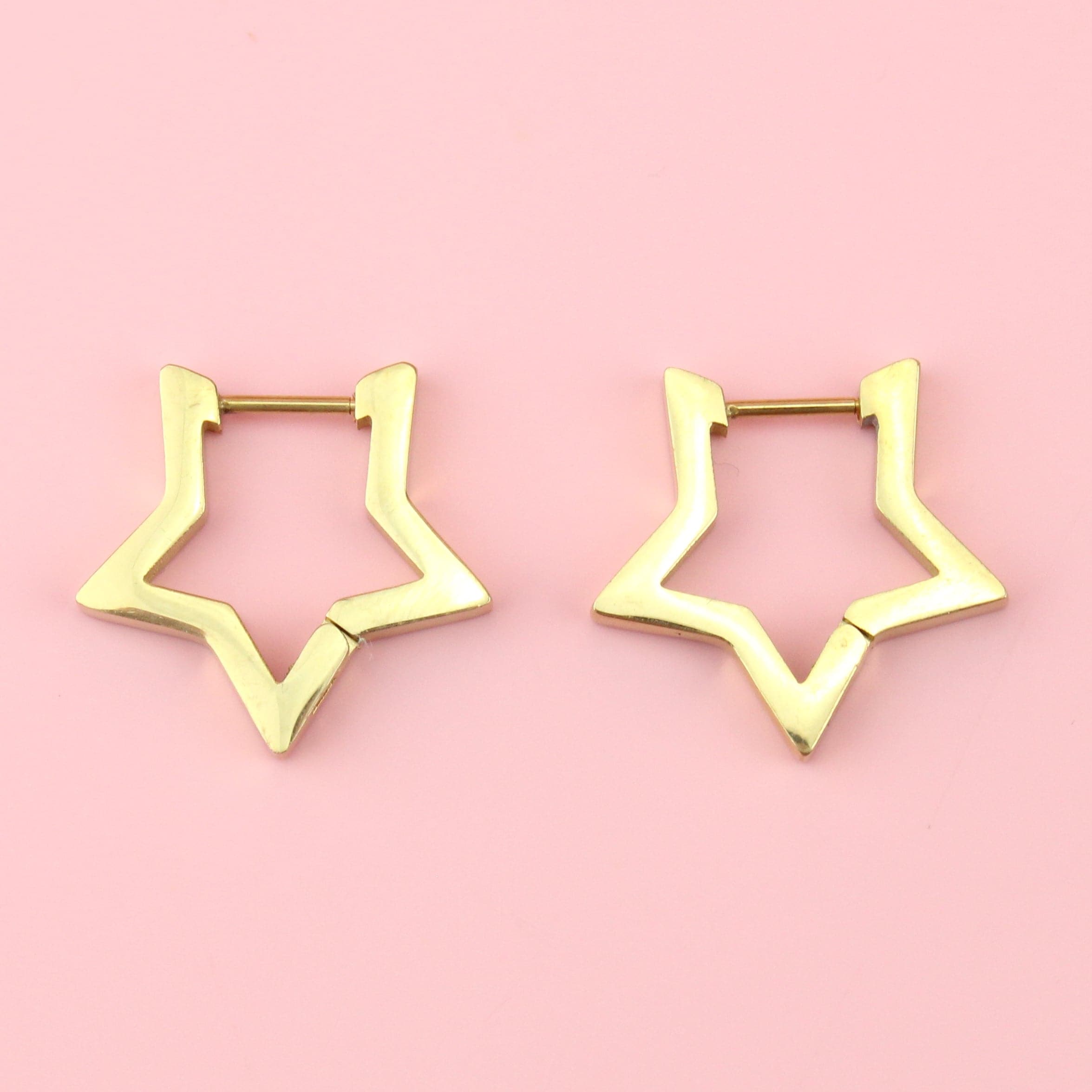 Chunky Star Huggie Hoop Earrings (Gold Plated)