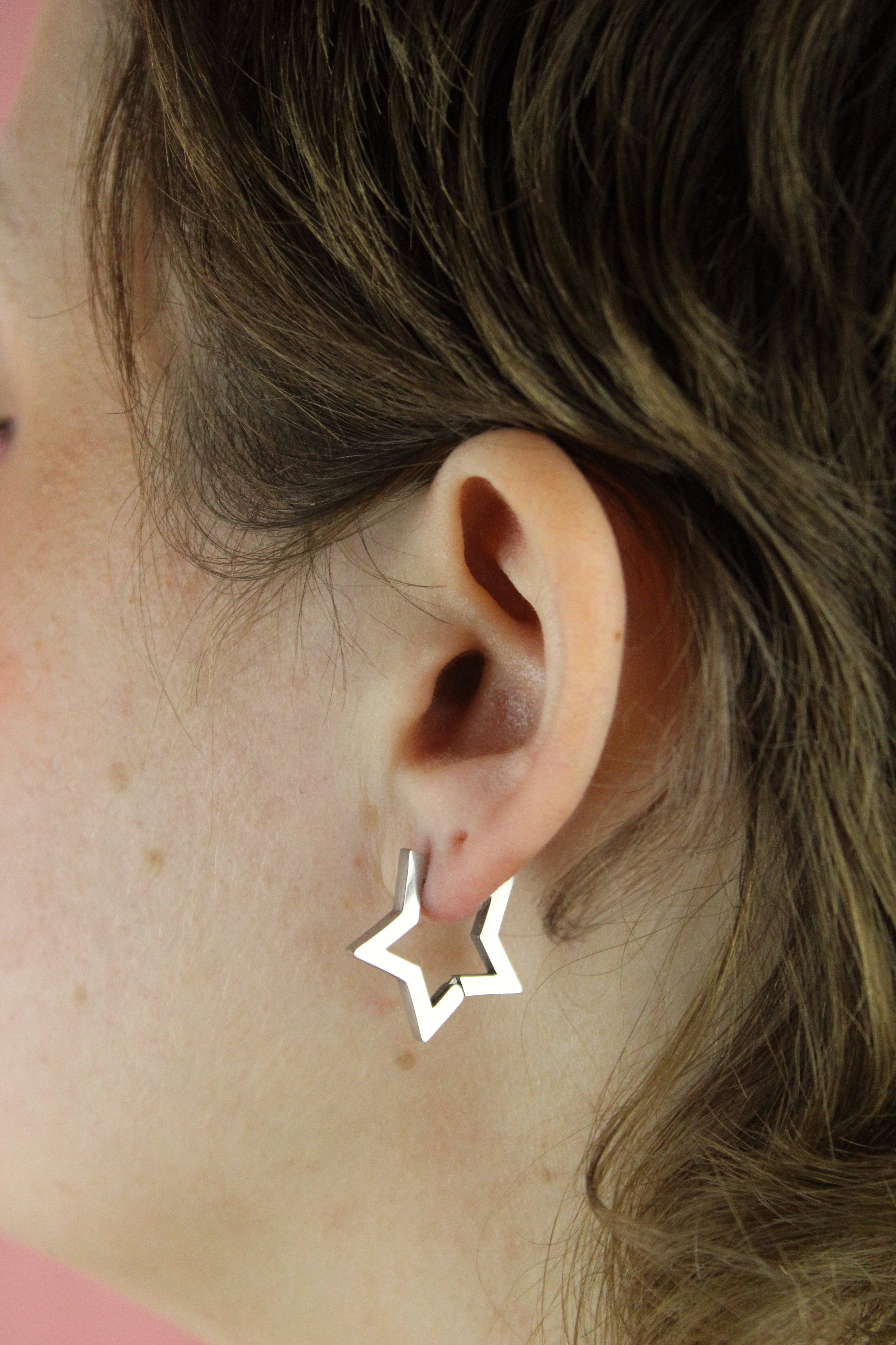 Chunky Star Huggie Hoop Earrings