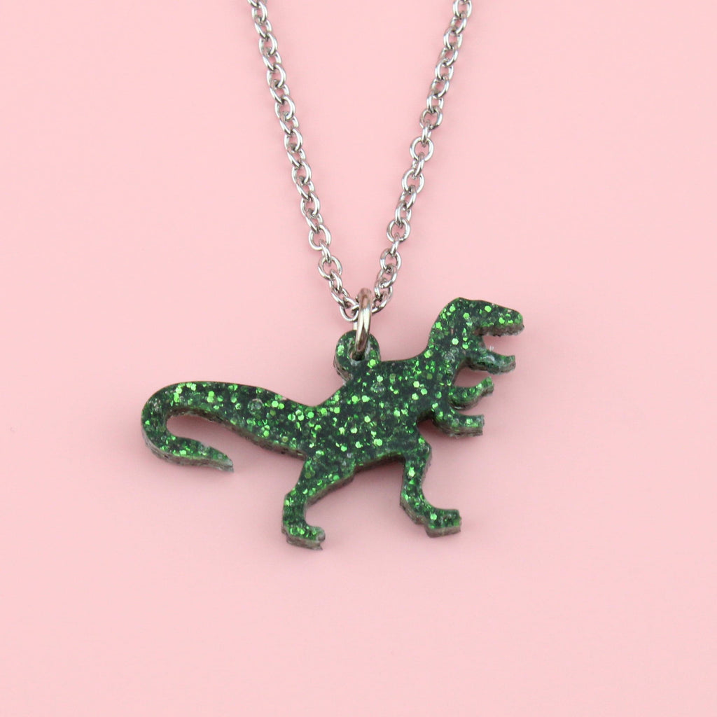 Classic Jurassic Glitter T-Rex Necklace