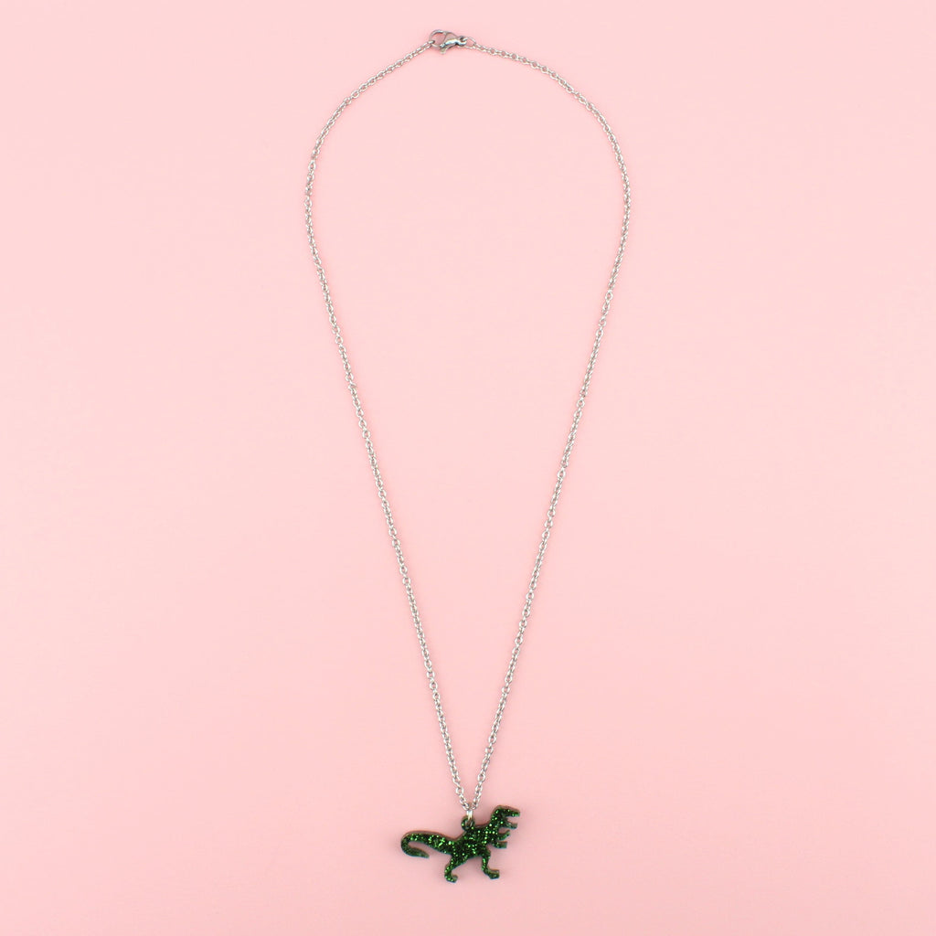 Classic Jurassic Glitter T-Rex Necklace