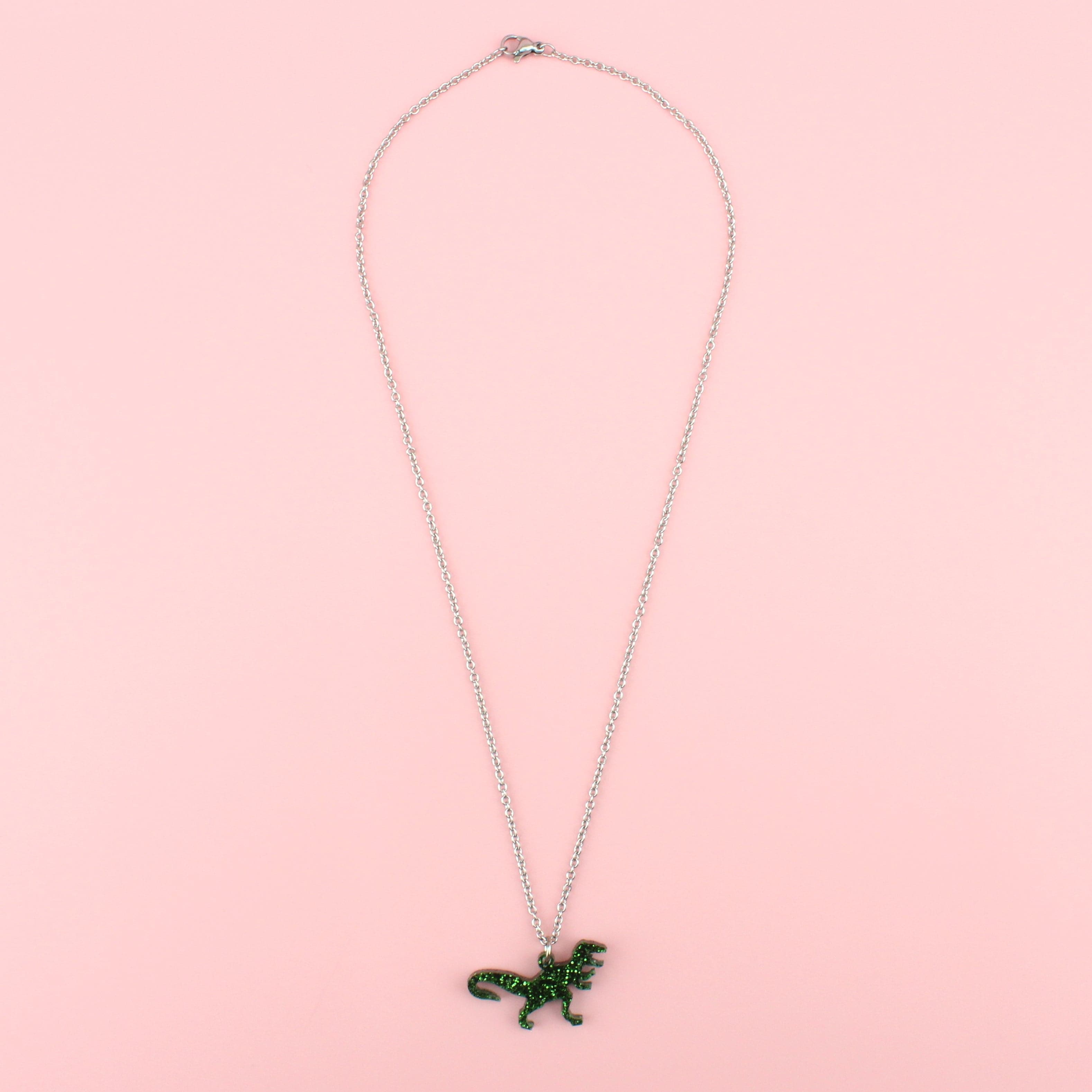Classic Jurassic Glitter T-Rex Necklace