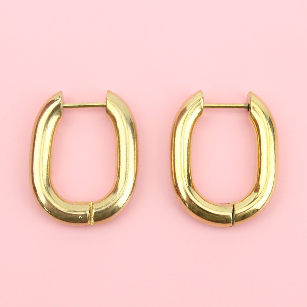 Chunky Oval Hoop Earrings (Gold Plated)