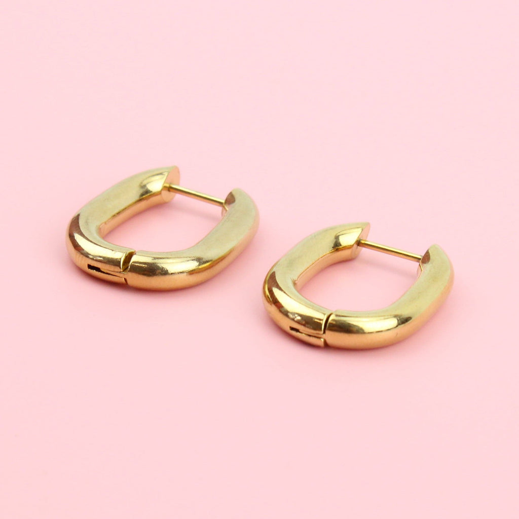 Chunky Oval Hoop Earrings (Gold Plated)
