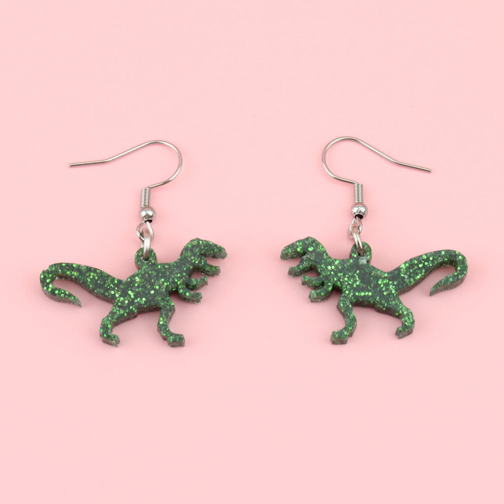 Classic Jurassic Glitter T-Rex Earrings
