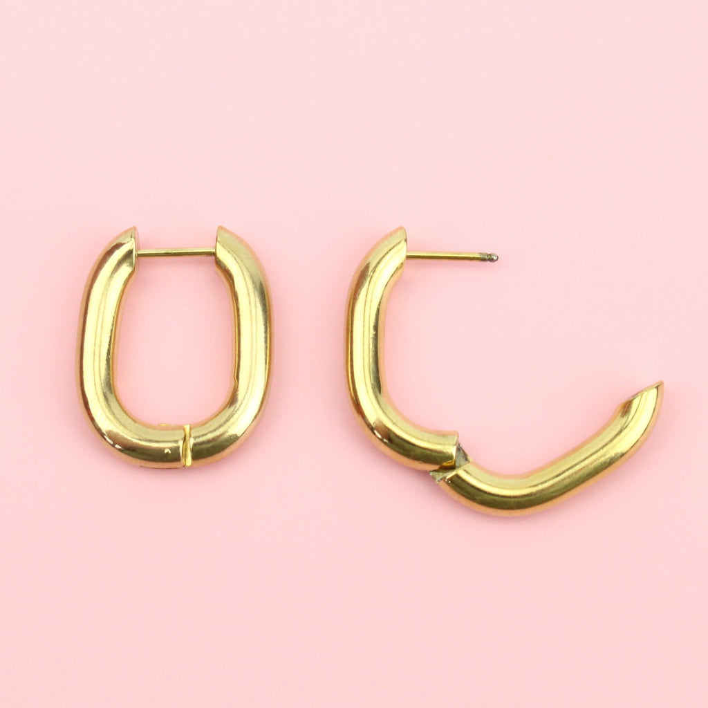 Chunky Oval Hoop Earrings (Gold Plated)