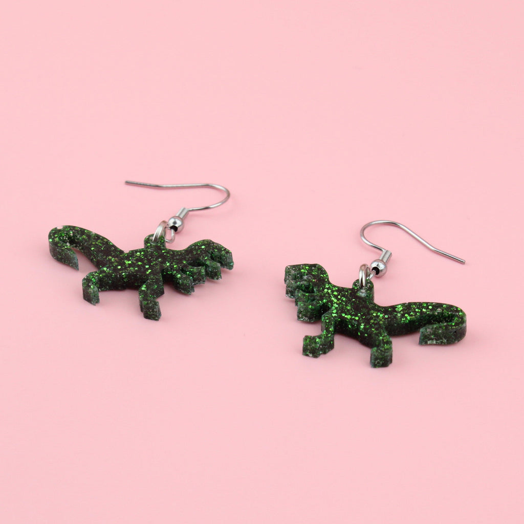Classic Jurassic Glitter T-Rex Earrings