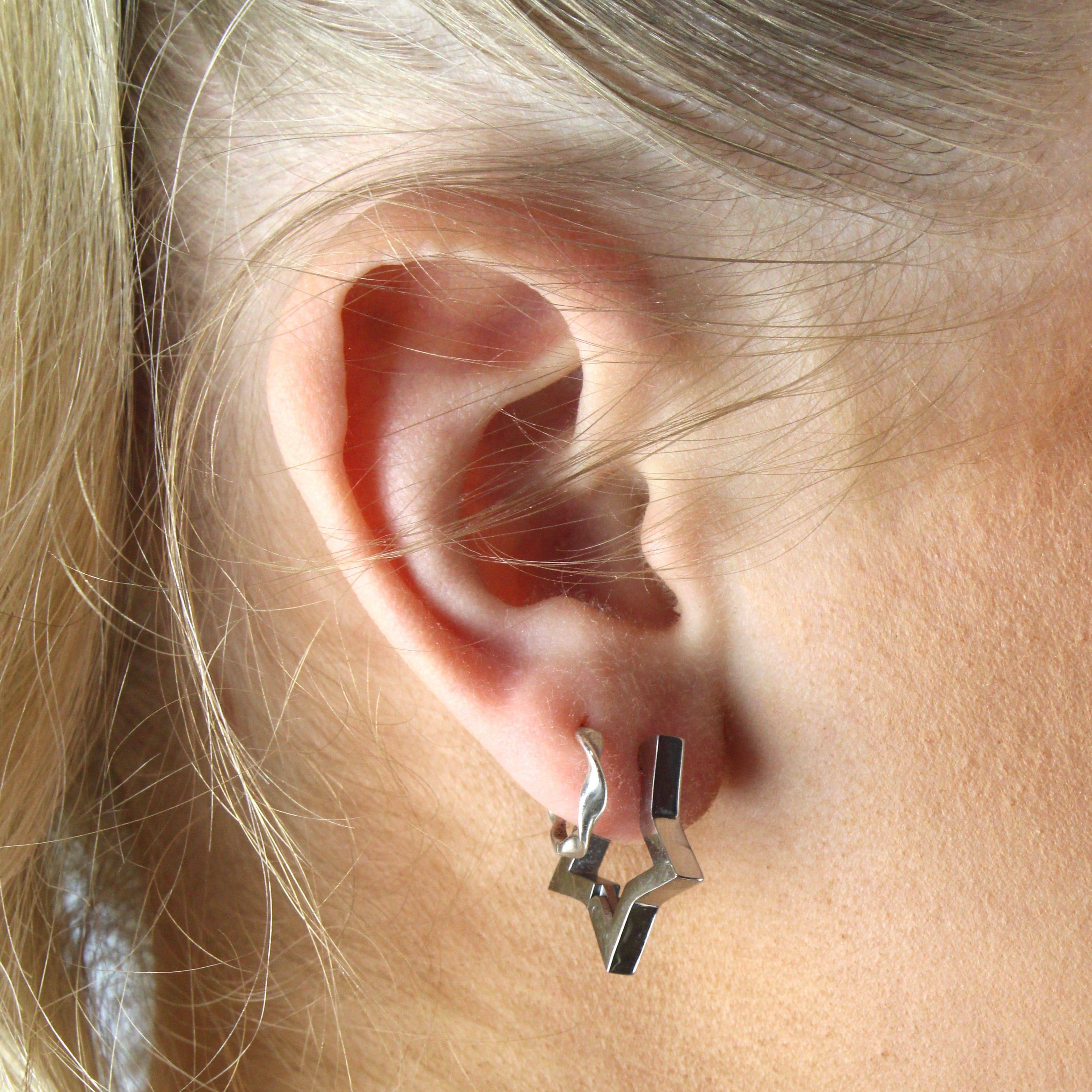 Chunky Star Huggie Hoop Earrings