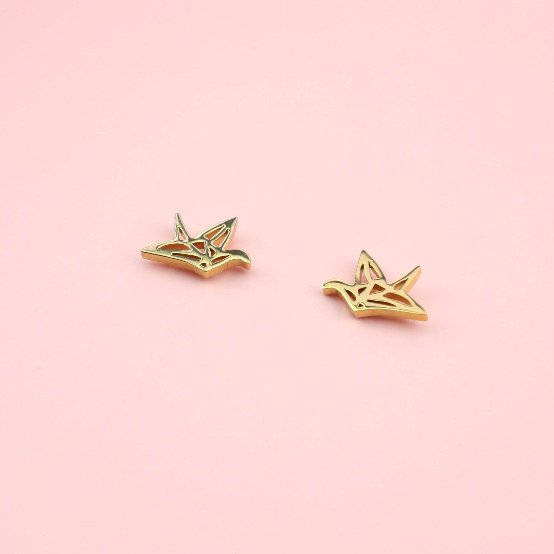 Crane Stud Earrings (Gold Plated)