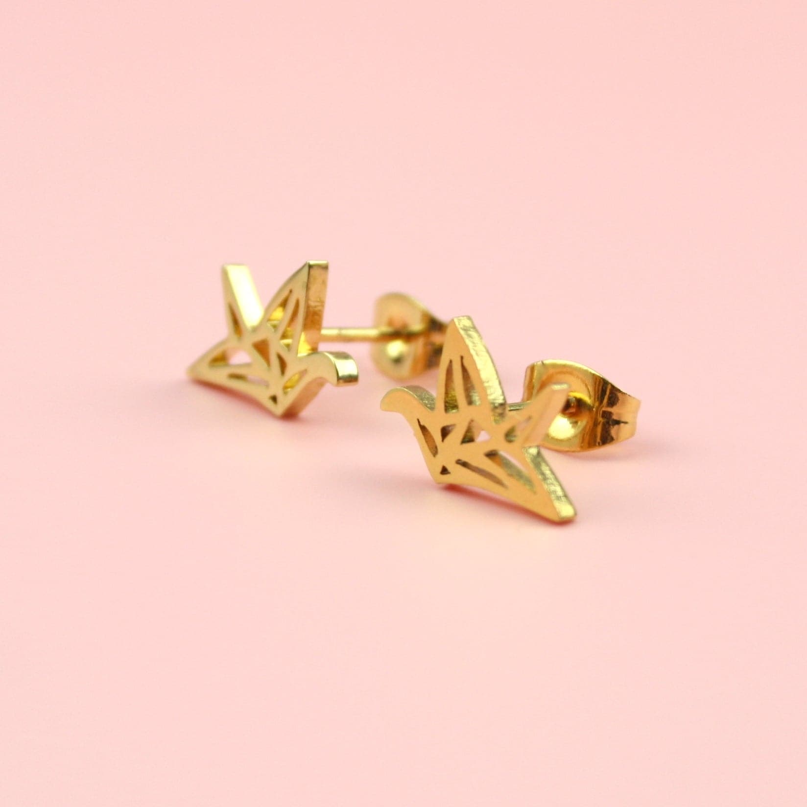 Crane Stud Earrings (Gold Plated)