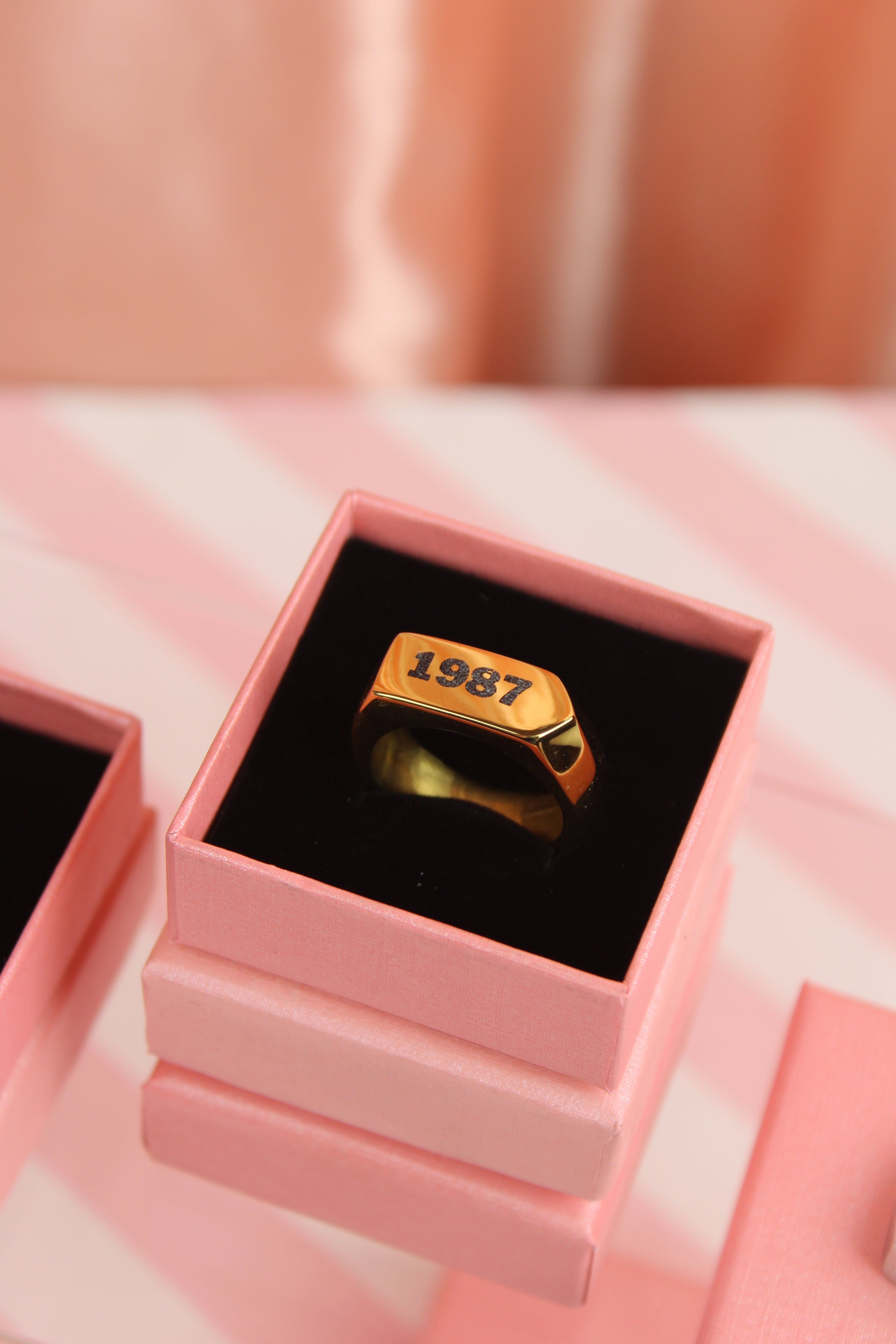 Chunky Customisable Birth Year Ring - Gold Plated