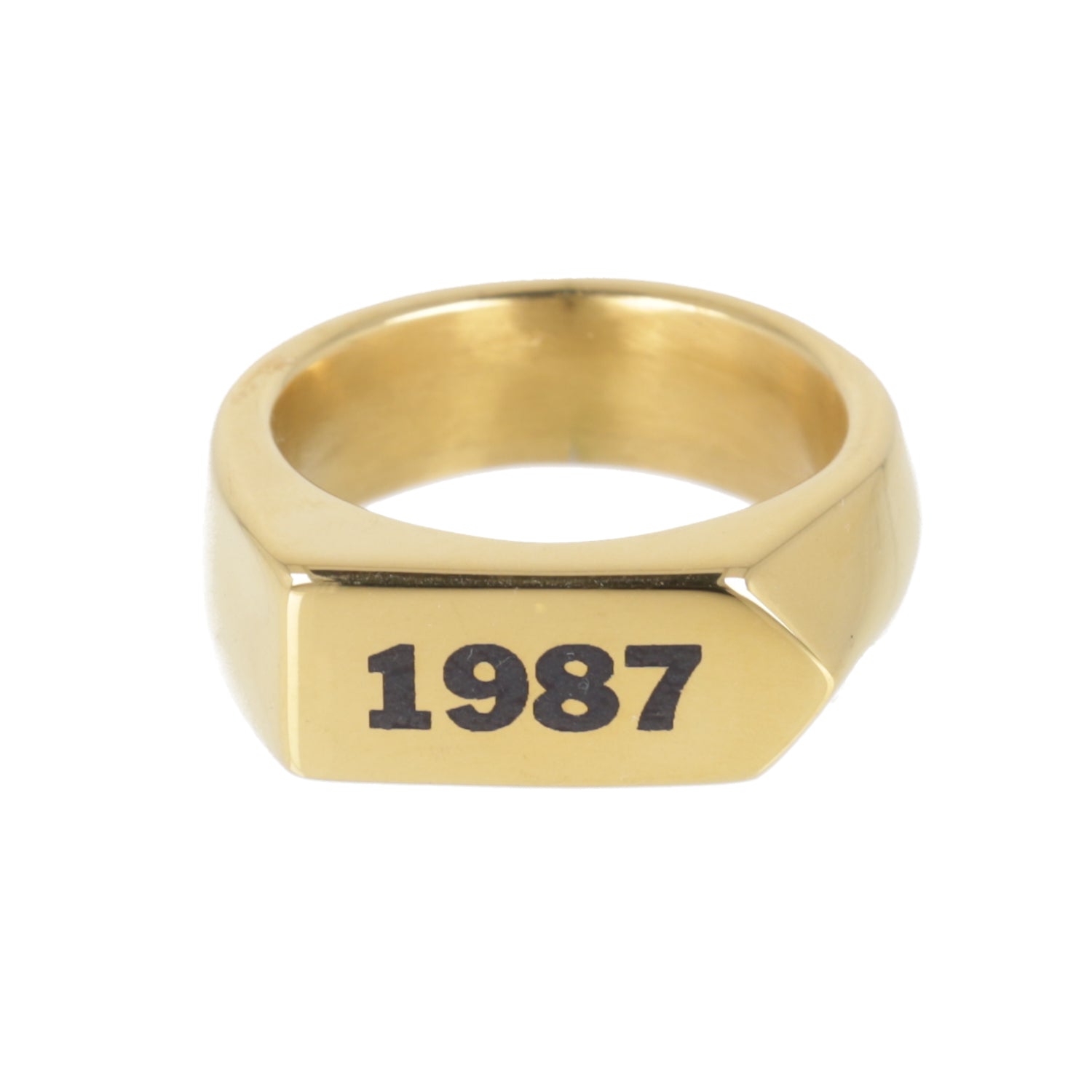 Chunky Customisable Birth Year Ring - Gold Plated