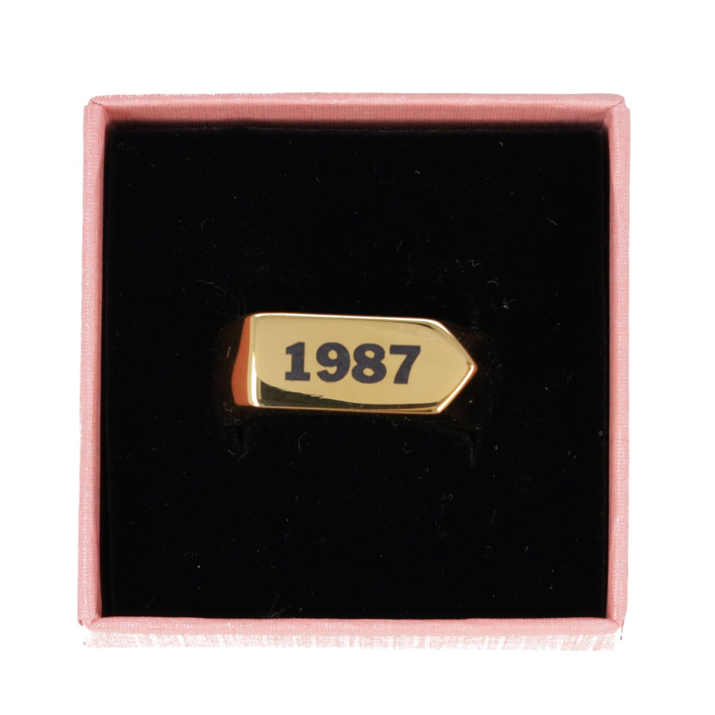 Chunky Customisable Birth Year Ring - Gold Plated
