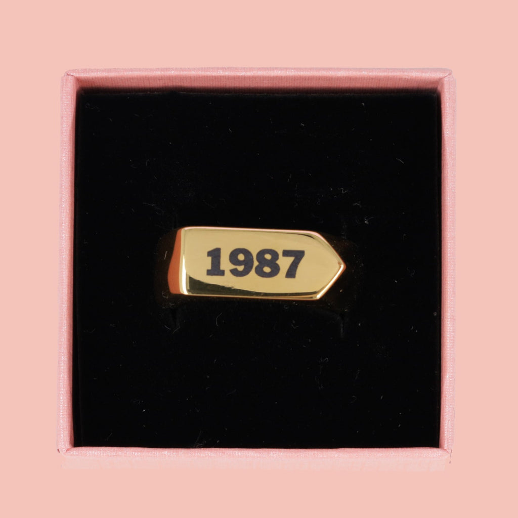 Chunky Customisable Birth Year Ring - Gold Plated
