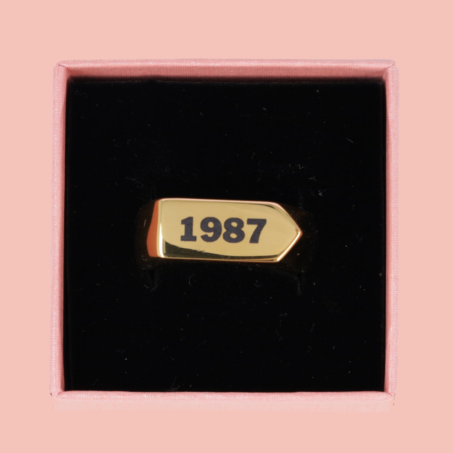 Chunky Customisable Birth Year Ring - Gold Plated