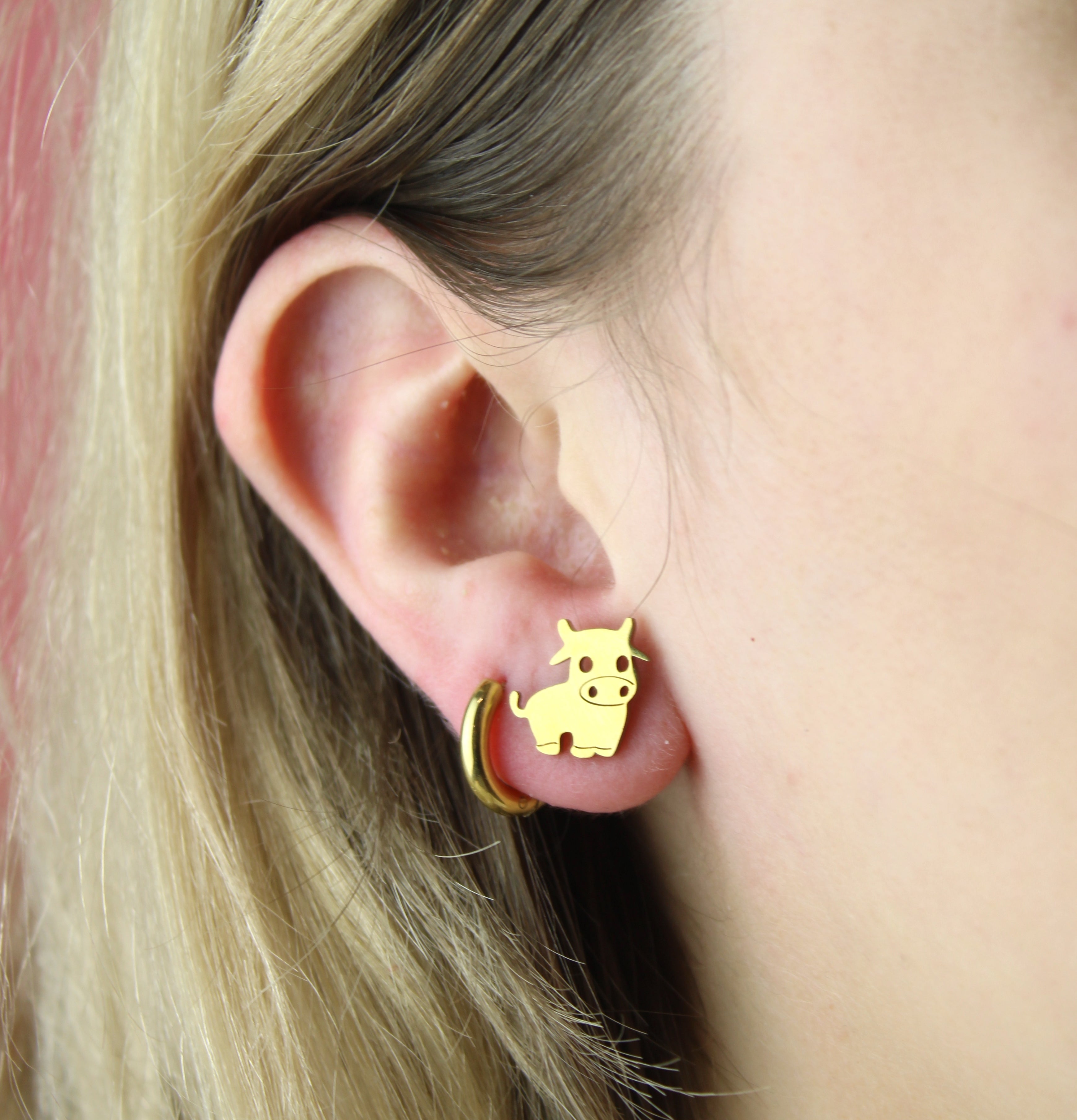 Cow's It Going? Stud Earrings - Gold Plated